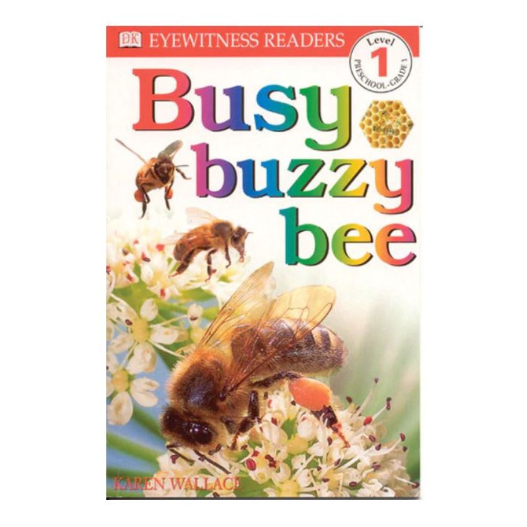 Cover of the book 'Busy Buzzy Bee' featuring illustrations of bees on flowers on a white background