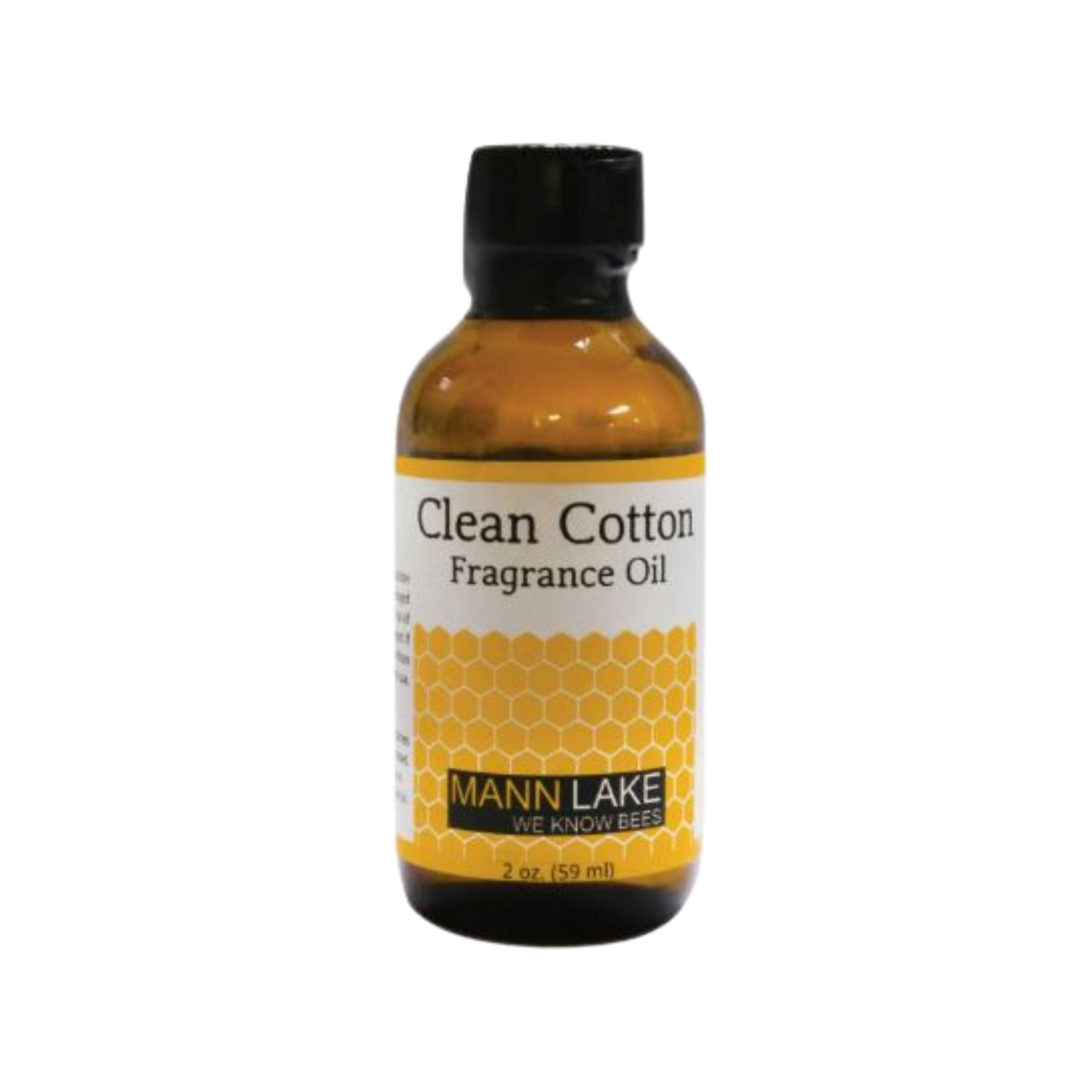 Bottle of Mann Lake Clean Cotton fragrance oil on a white background