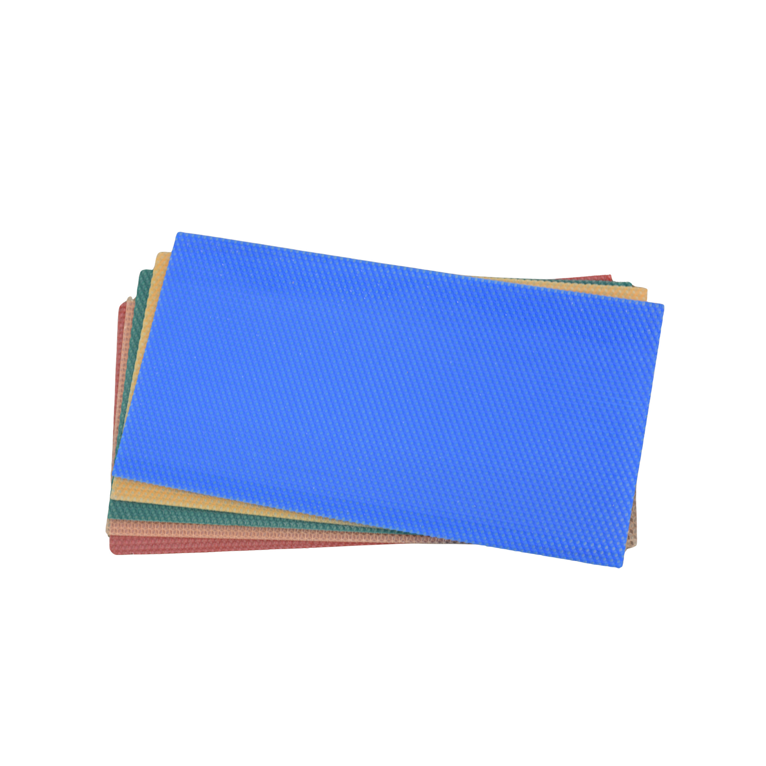 Stack of colorful beeswax crafting sheets on a white background