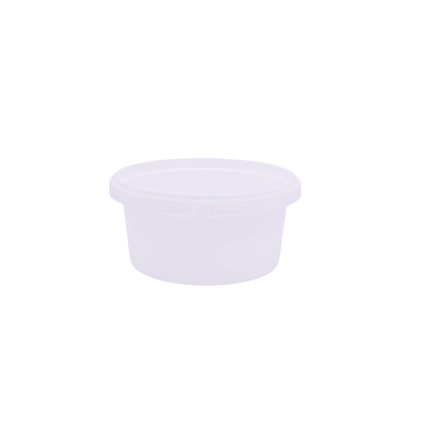 A small white plastic container on a white background