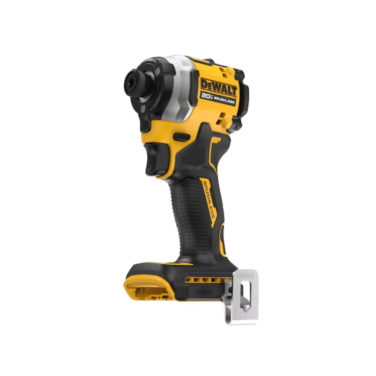 A yellow and black tool with DEWALT branding on a white background