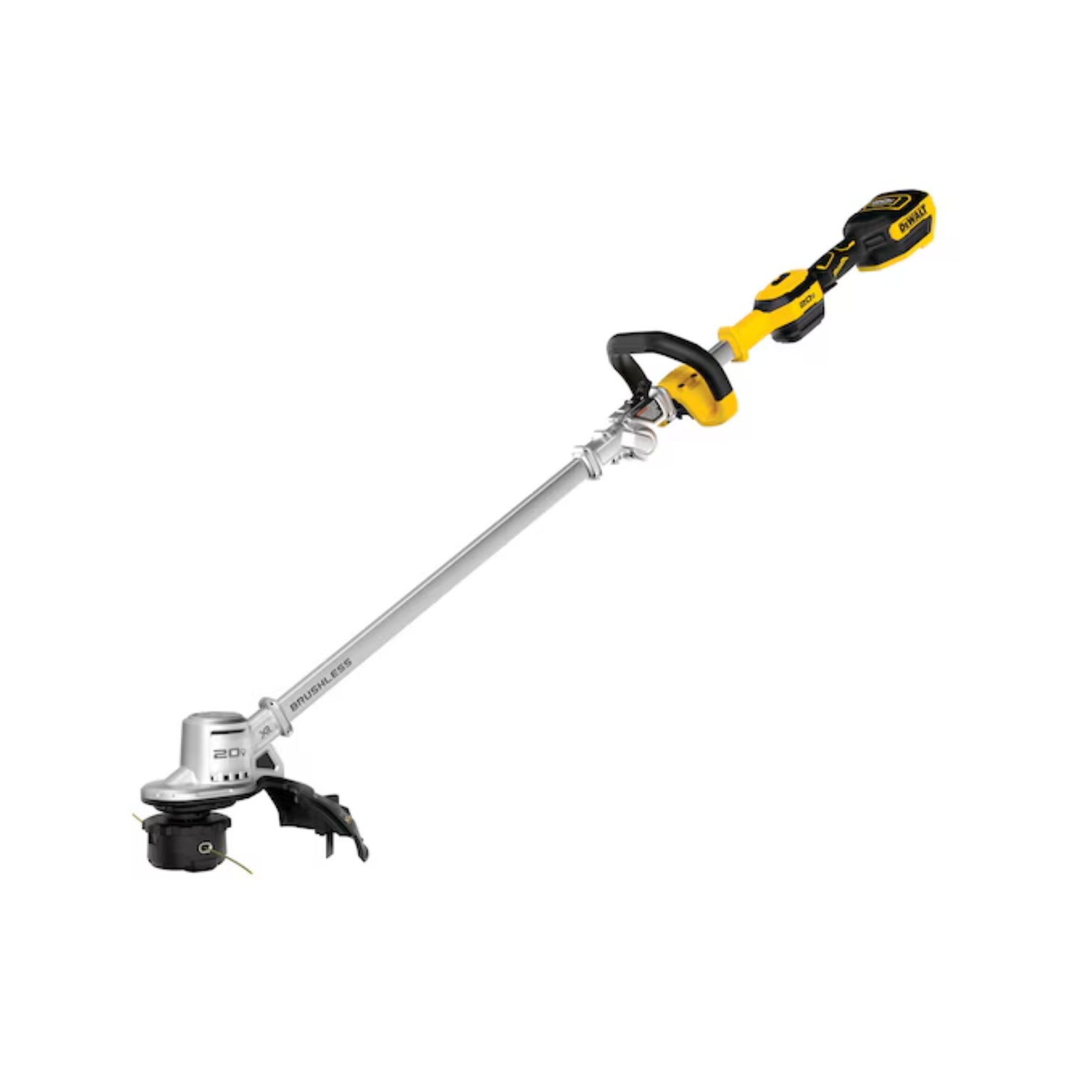 DEWALT string trimmer with yellow and black handles on a white background