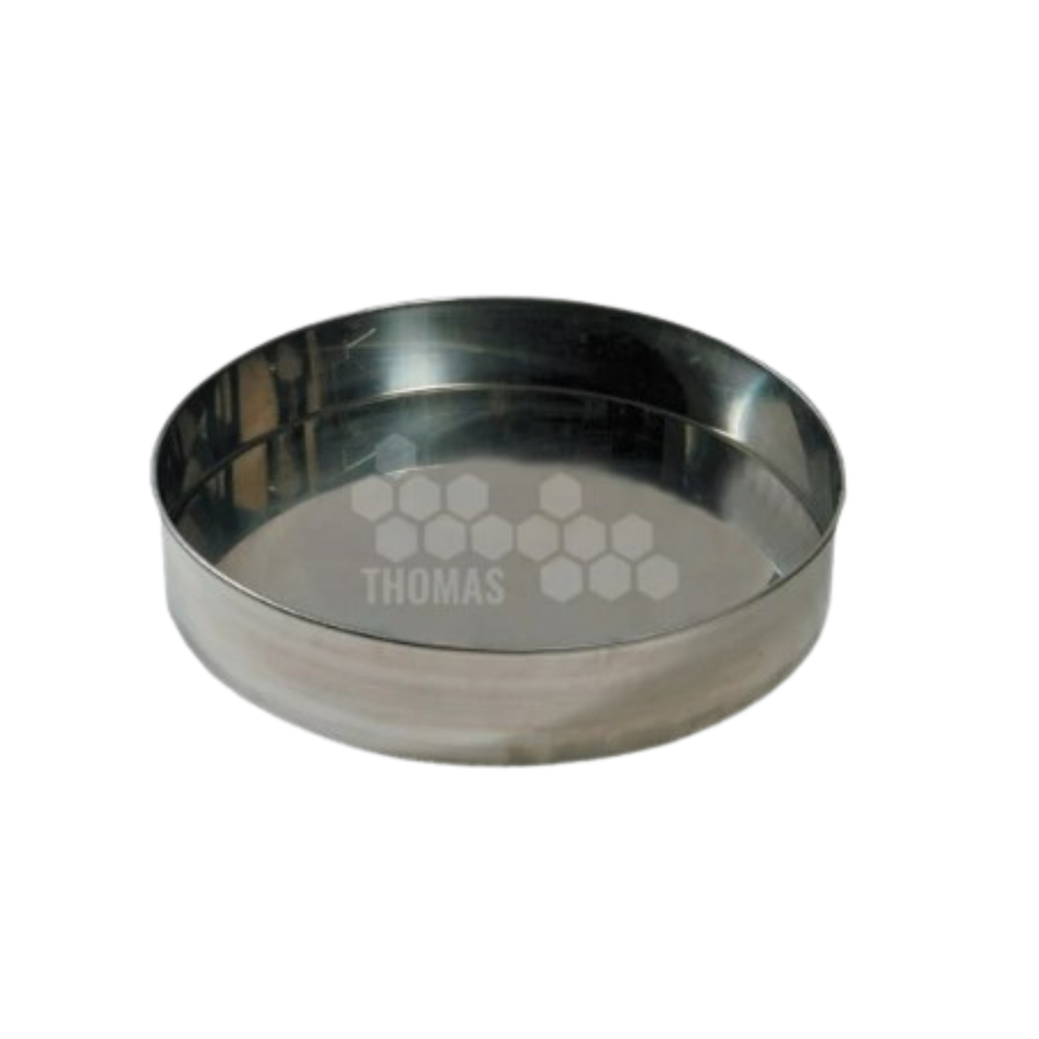 Silver metal pan on white background