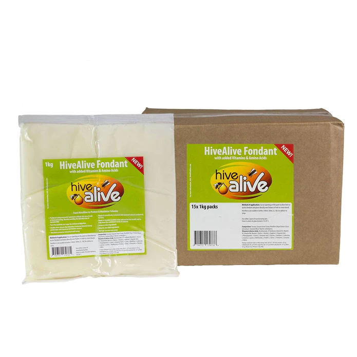 A pack of Hive Alive Fondant next to its packaging box.