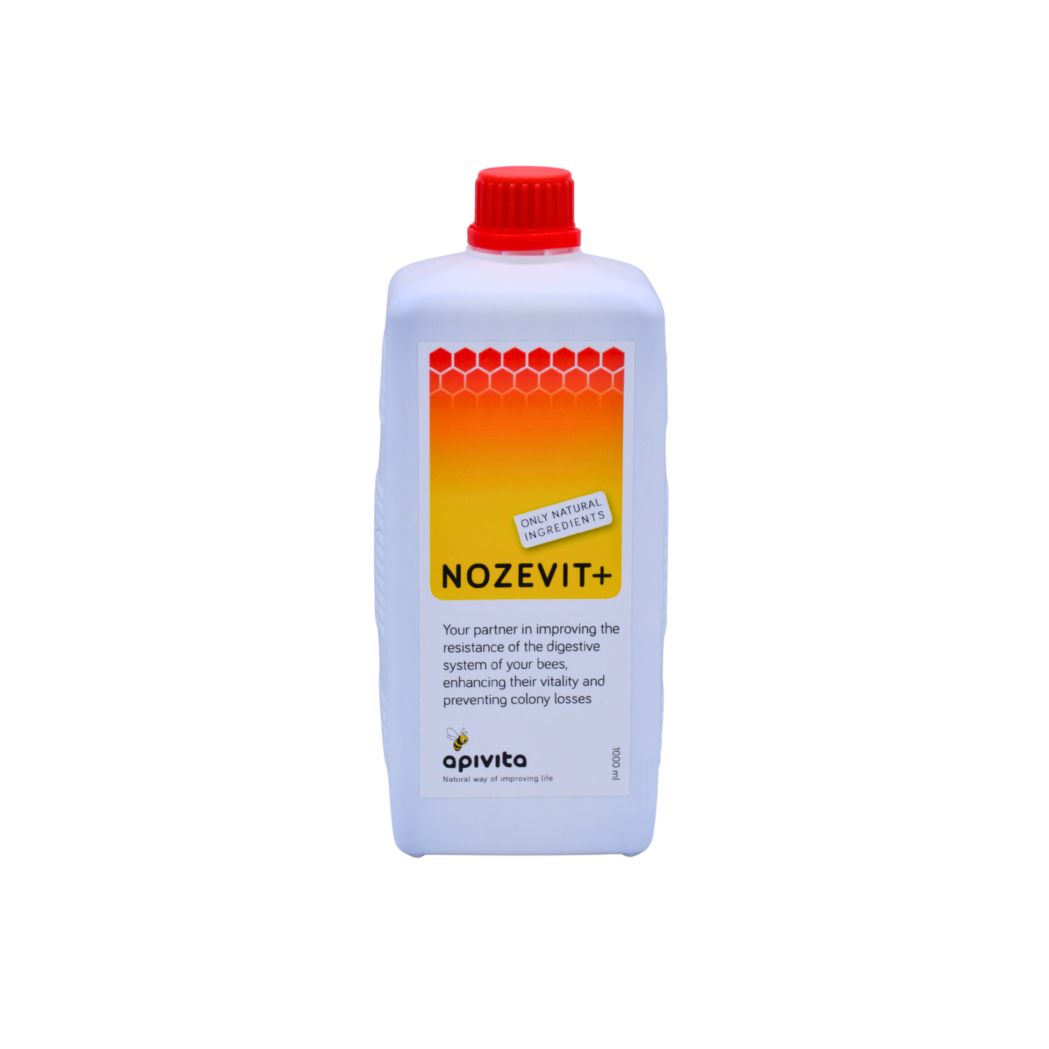 Nozevit+ bottle with a red cap on a white background