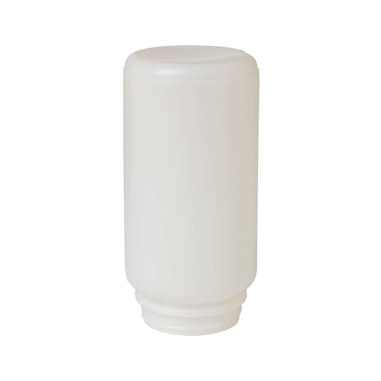 upside down white plastic jar on white background
