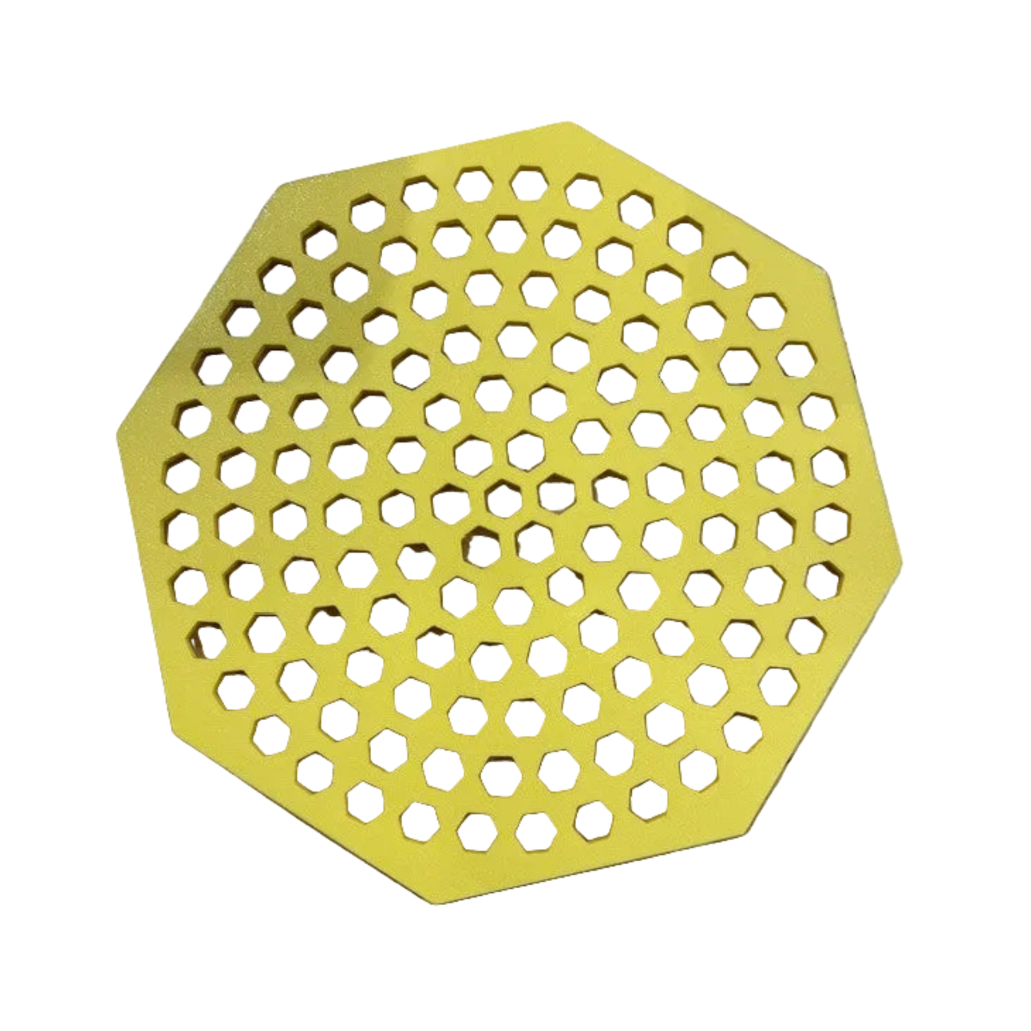 Yellow octagonal perforated bee pontoon on a white background