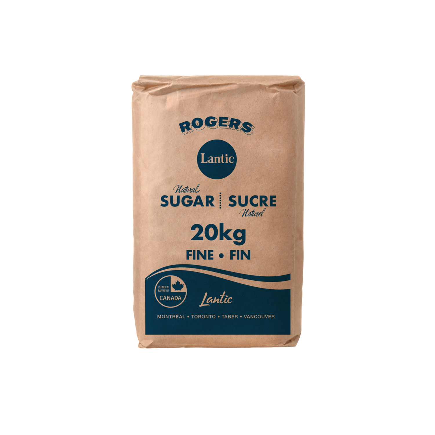 20kg Bag of Rogers granulated sugar on a white background