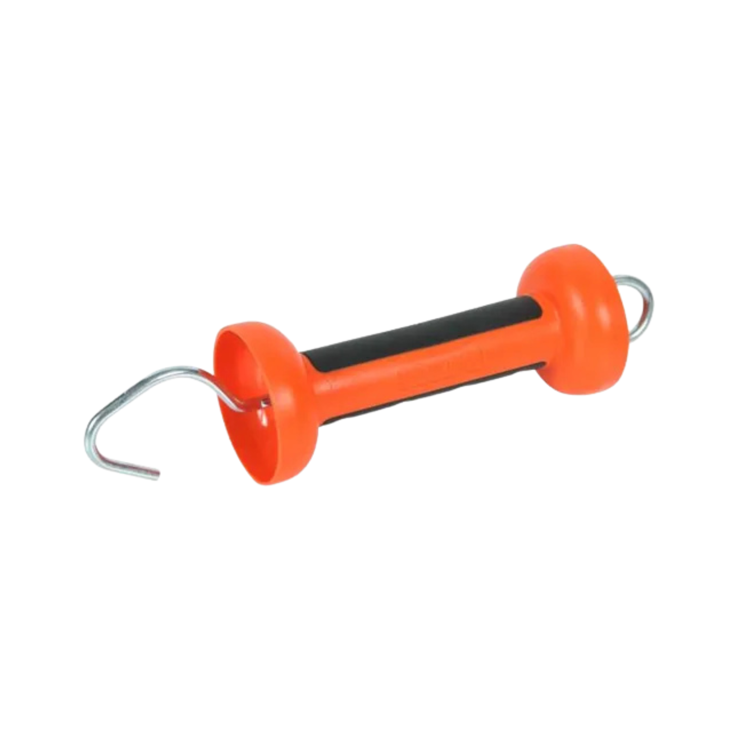 Orange handle with black rubber grip on a white background