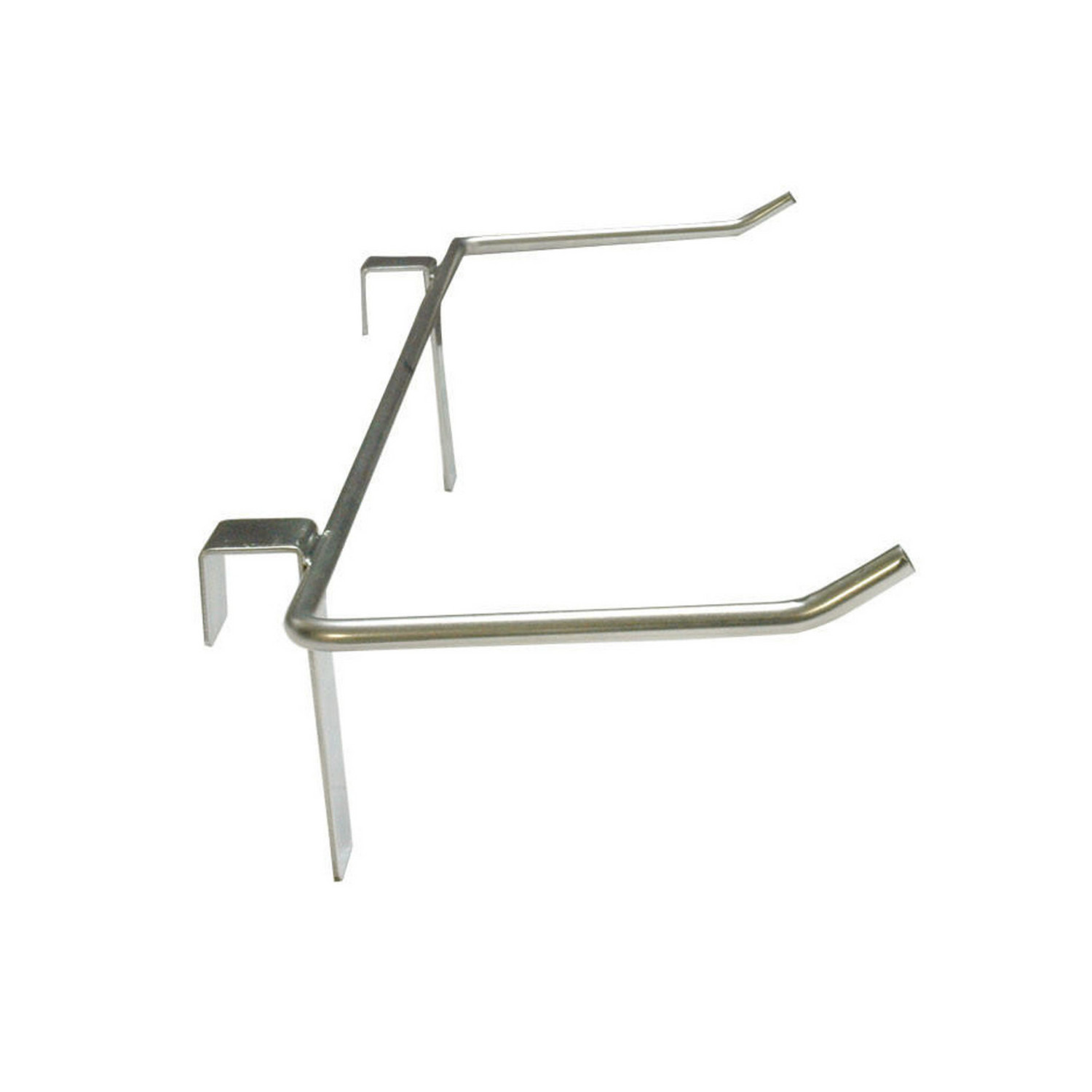 A metal frame holder used in beekeeping to conveniently and securely hold your frames during an in-hive inspection, on a white background
