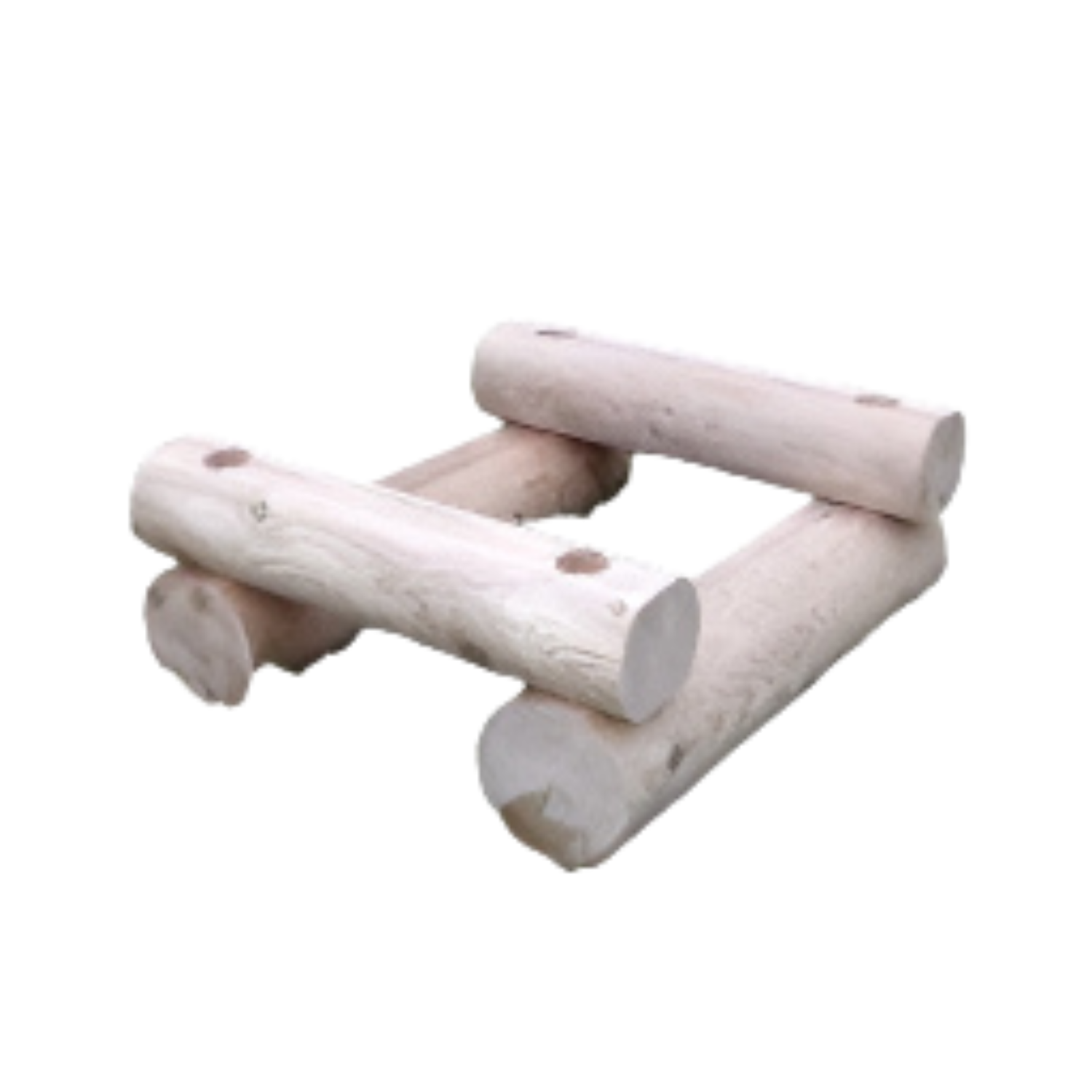 Wooden log structure on a white background