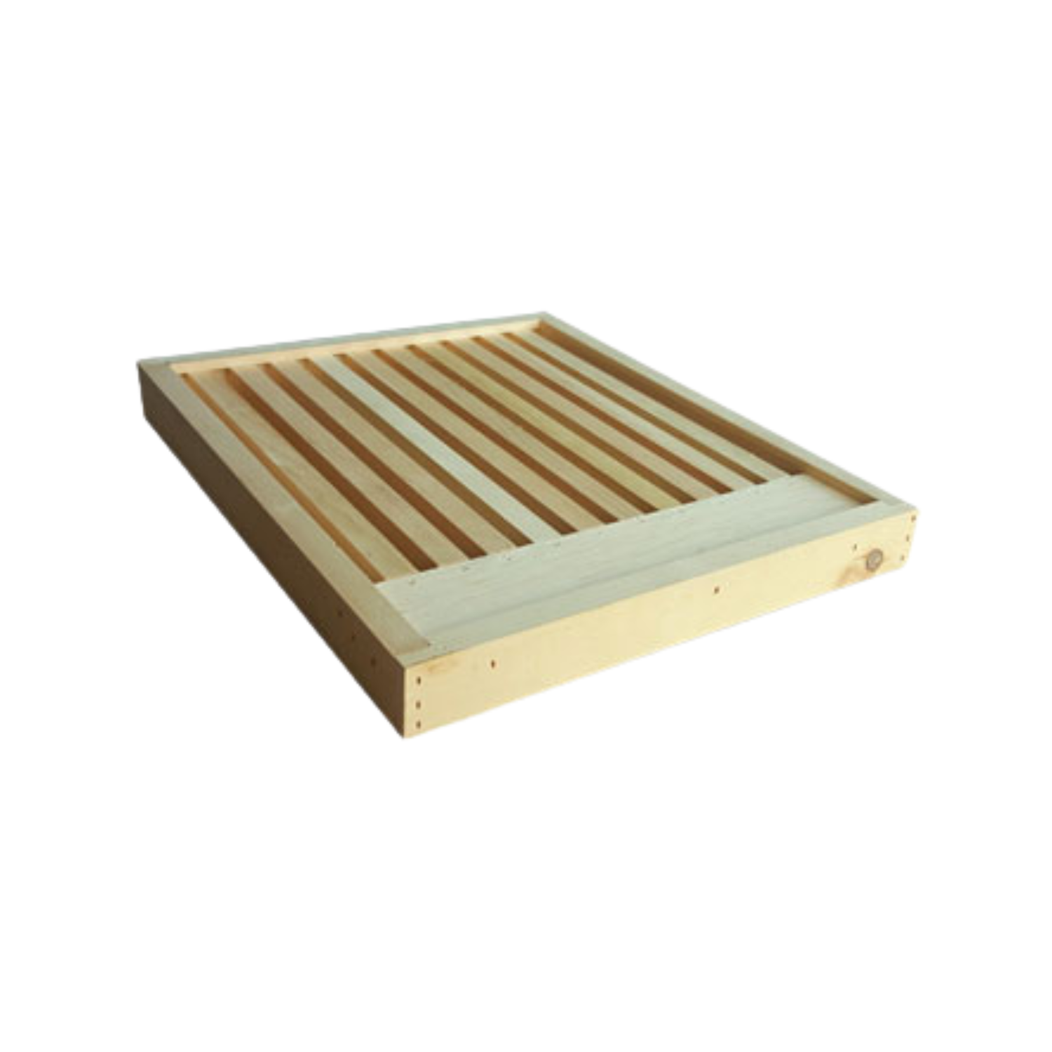 wooden board with slatted top on white background
