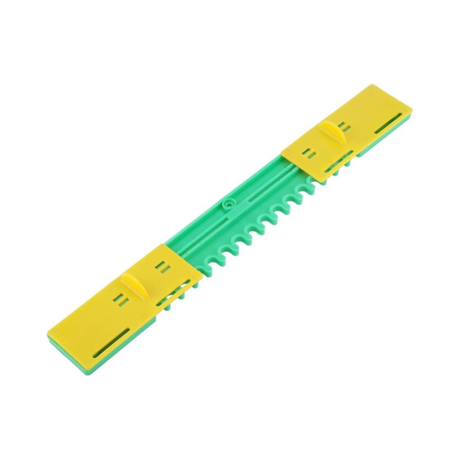 Green and yellow plastic entrance reducer on a white background