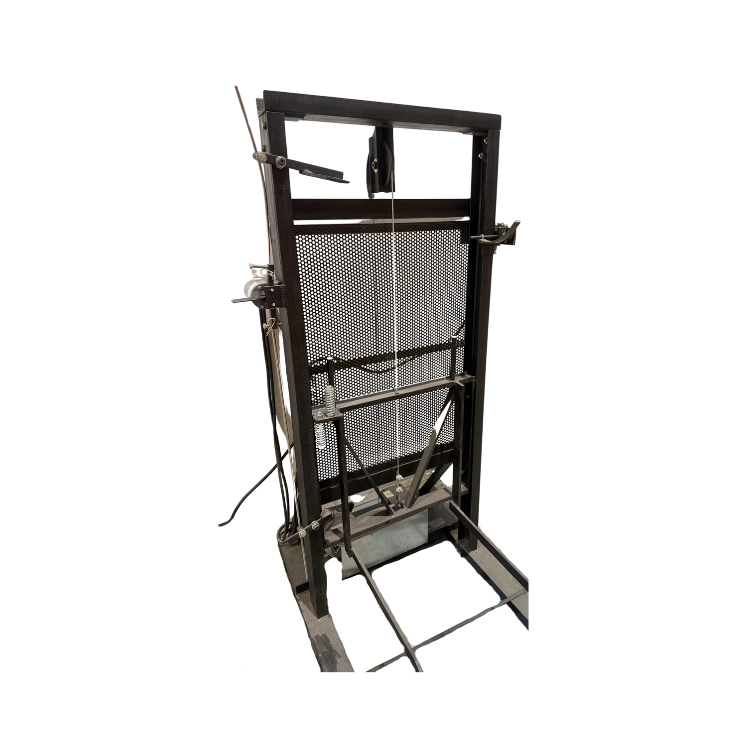 A mechanical lifting device on a white background