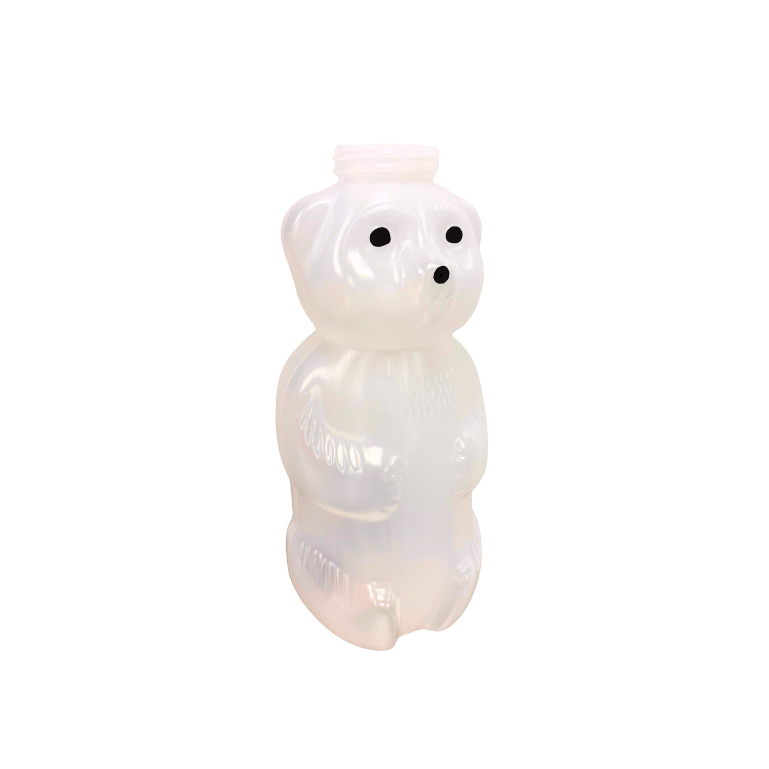A 2-pound plastic squeeze bear on a white background