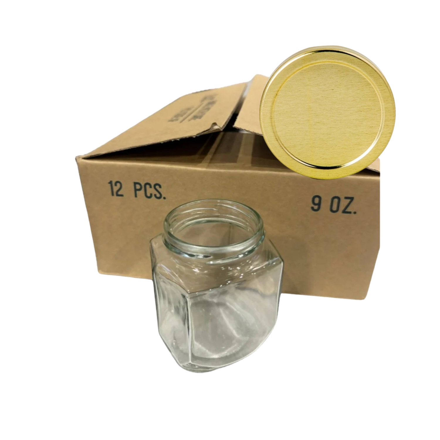 9 oz Oval Hex Jars with Gold Lids Bundle