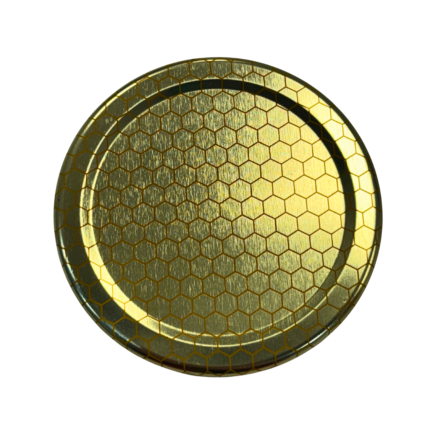 Round lid with a honeycomb pattern on a white background