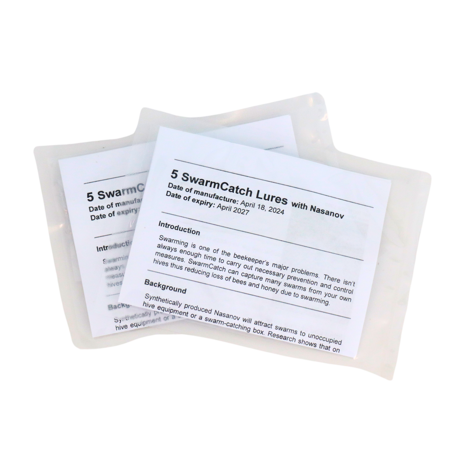 Two packages of five Swarm Lures that contain the