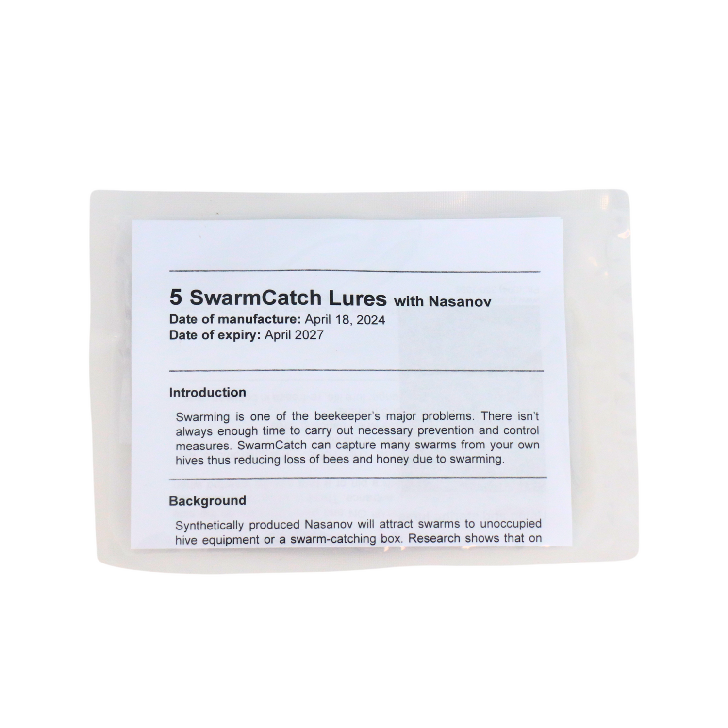 One package of five Swarm Lures that contain the