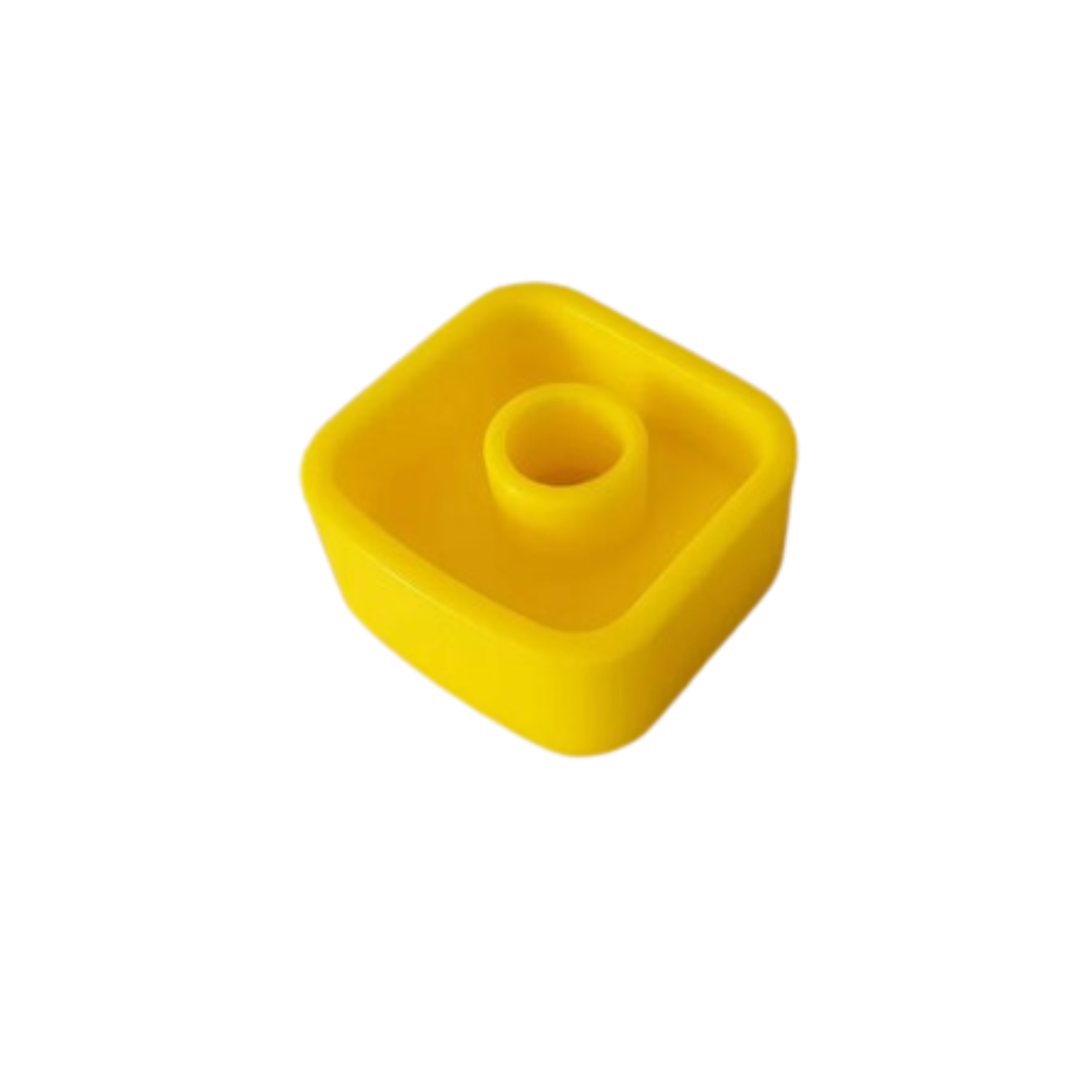 Yellow square rubber gasket on a white background