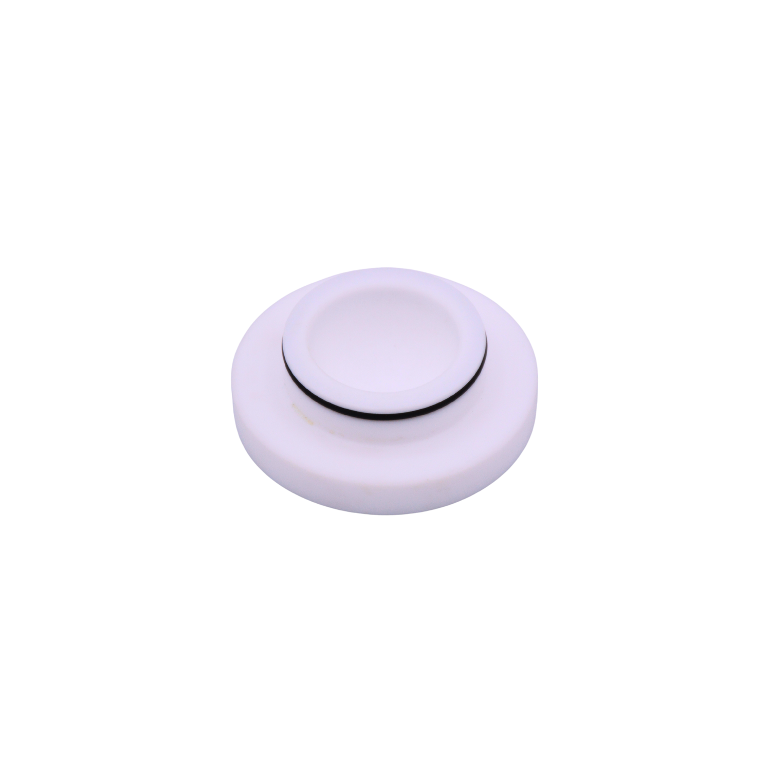 A white circular plastic component with a thin black ring shown on a plain white background.