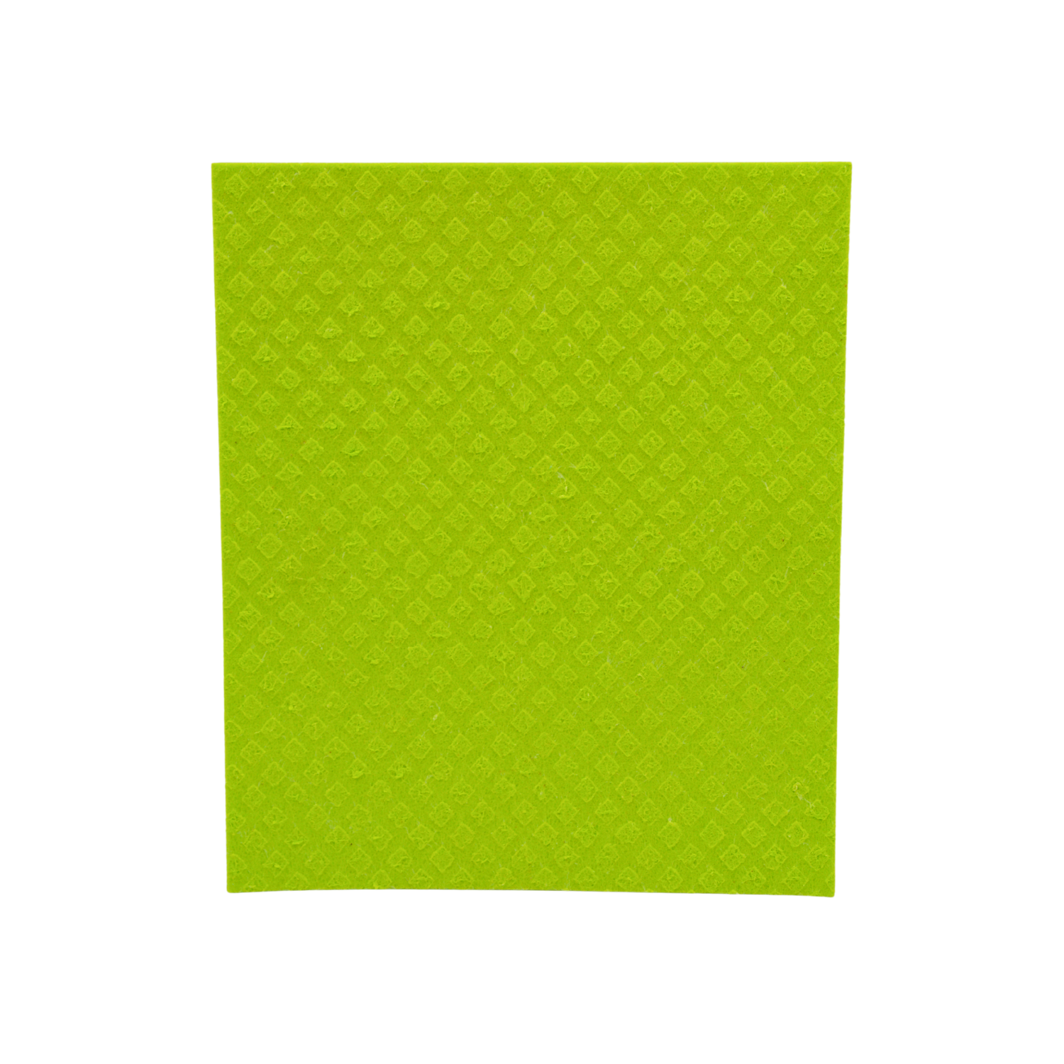 A green swedish dish sponge on a white background
