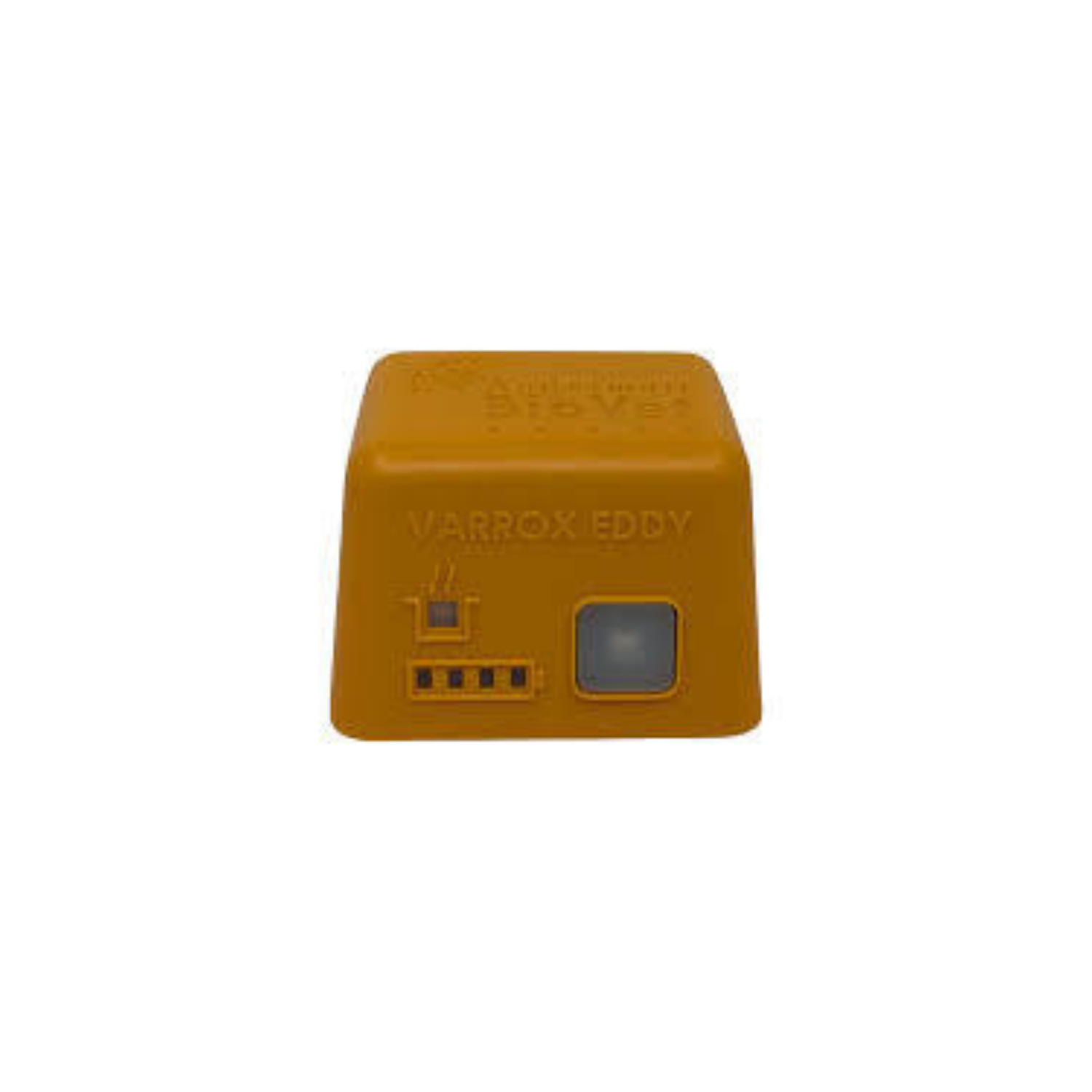 Yellow battery with 'VARROX EDDY' branding on a white background