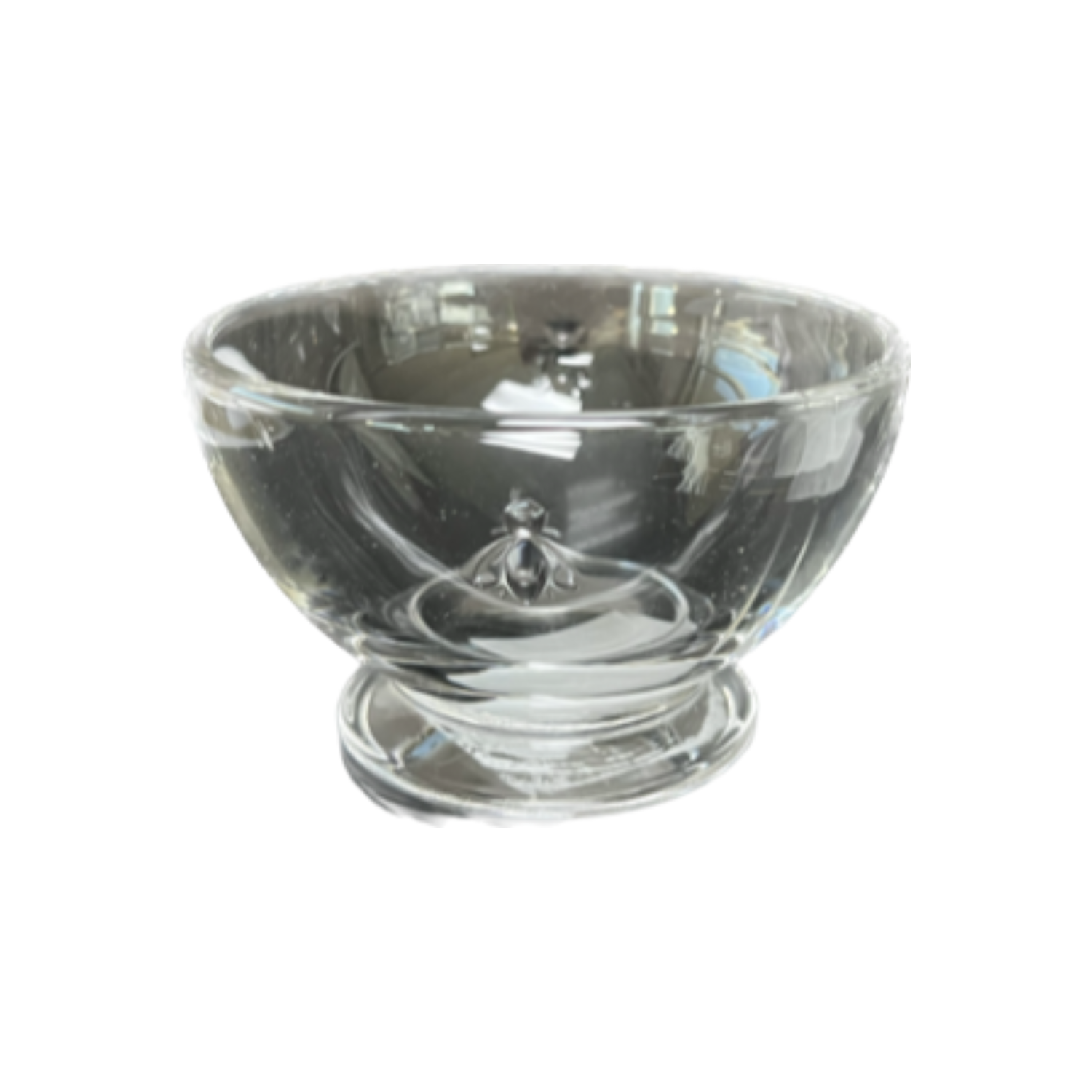 Clear glass bowl on a white background