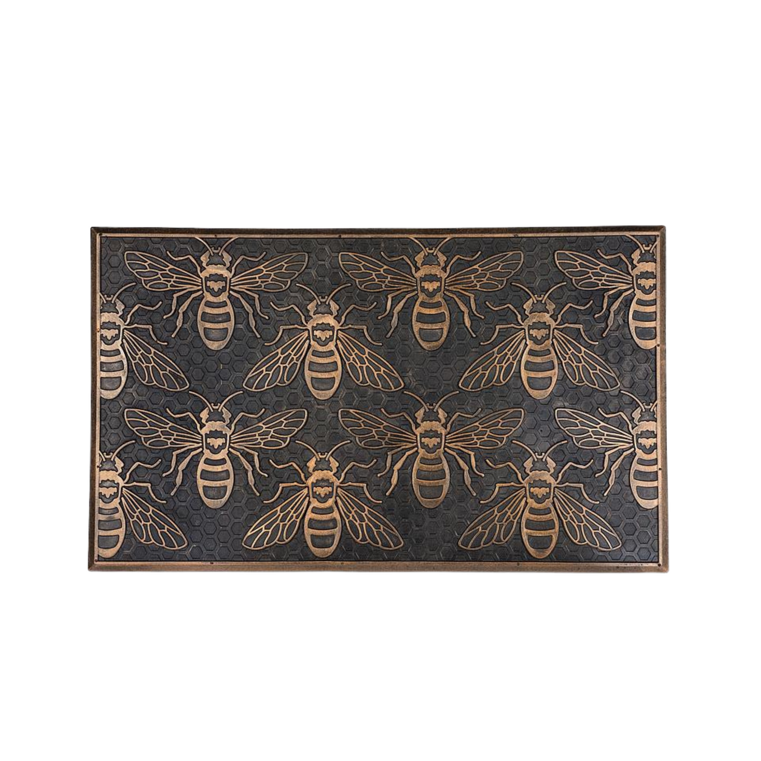 Doormat with bee pattern on a white background