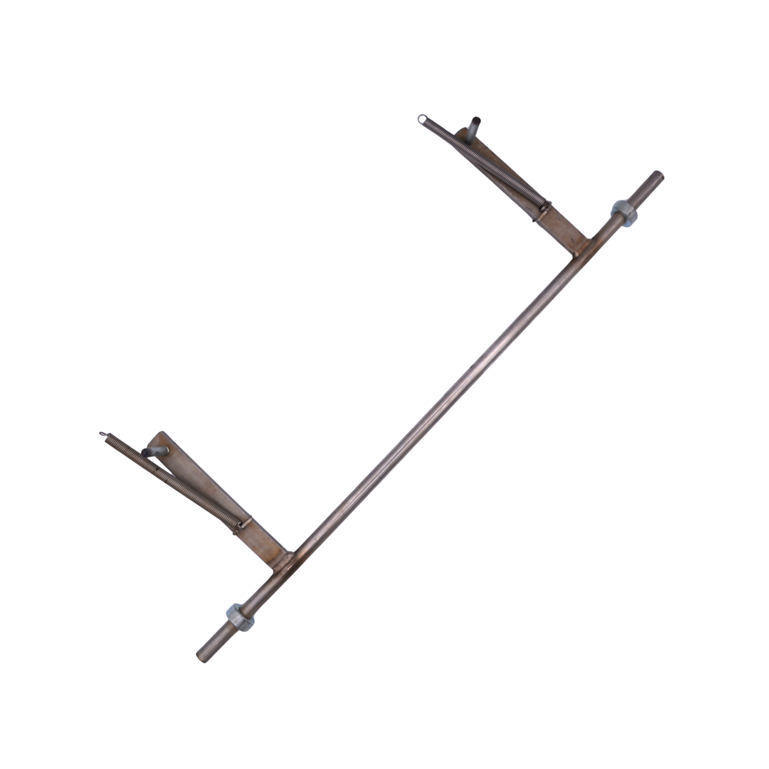 A metal feeder rod on a white background