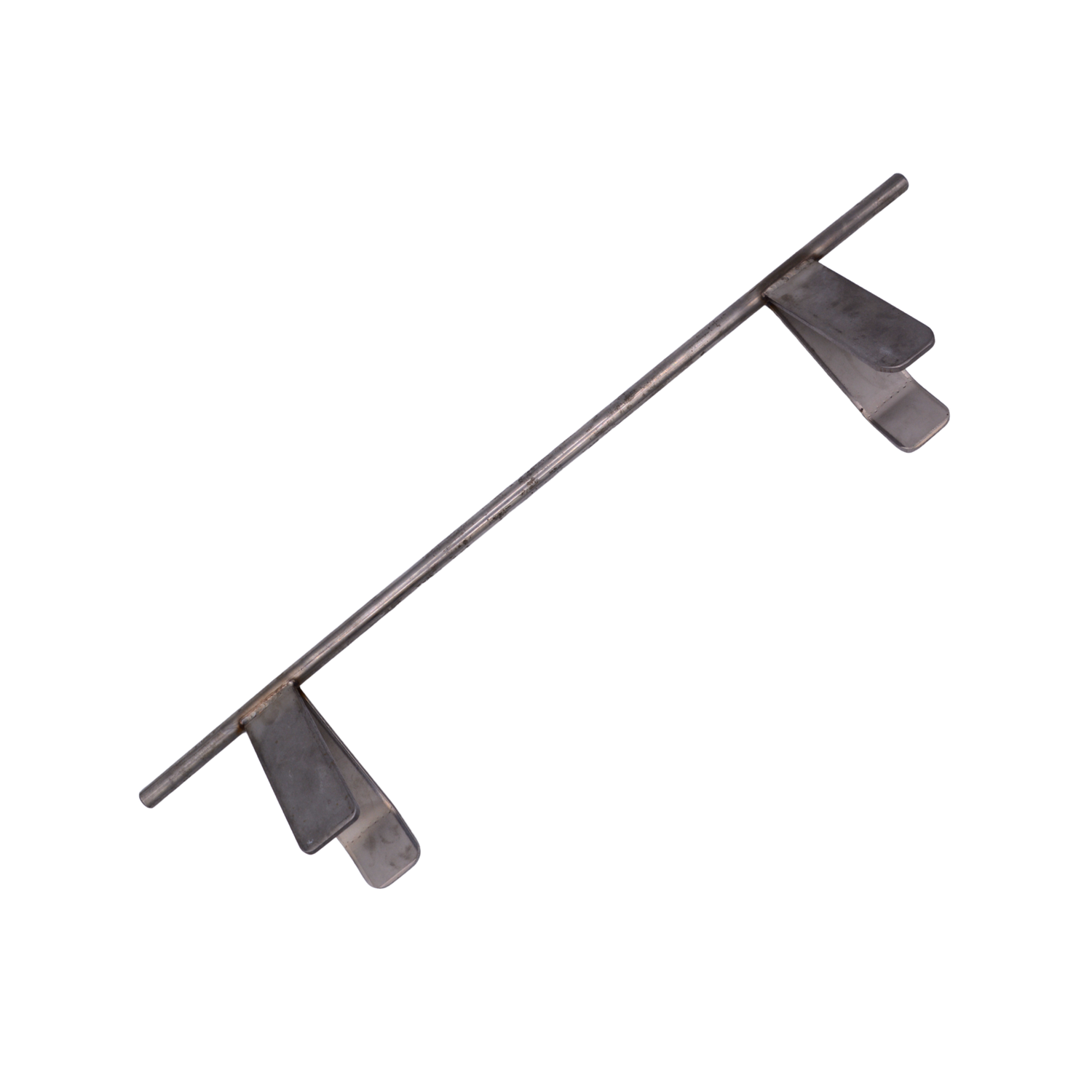 A metal shallow feeder on a white background