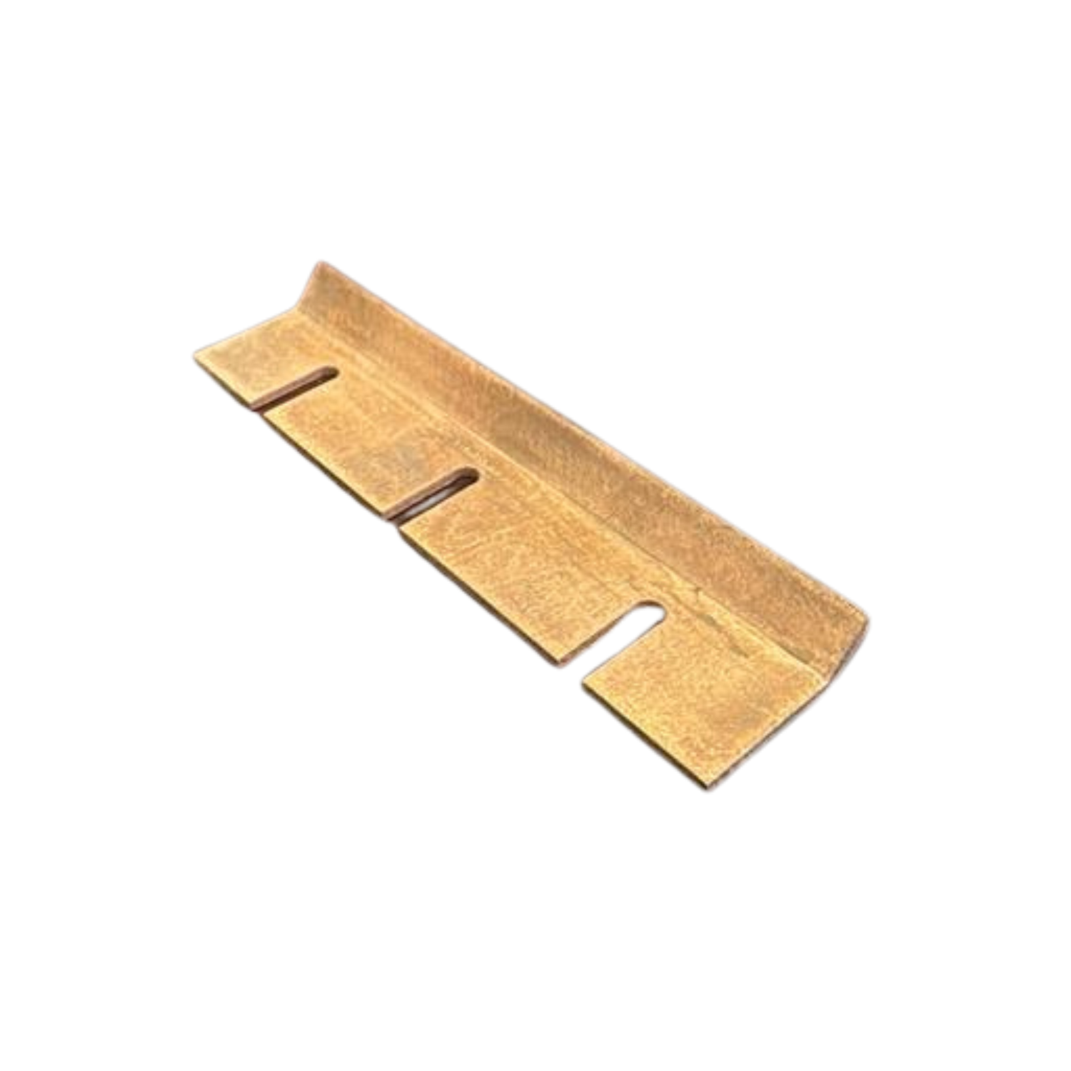 Gold-colored metal blade on a white background