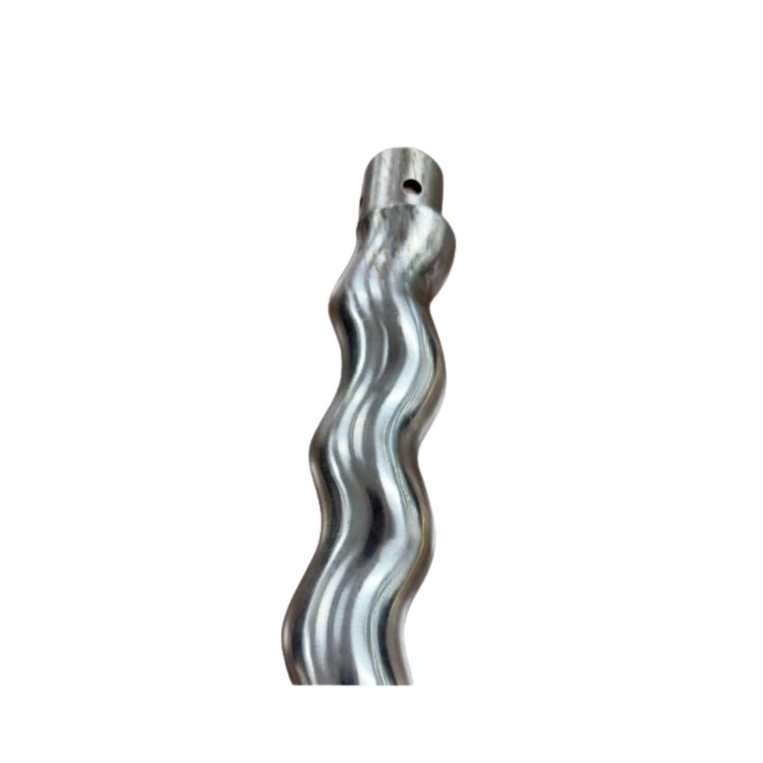 Metallic wavy rod on a white background