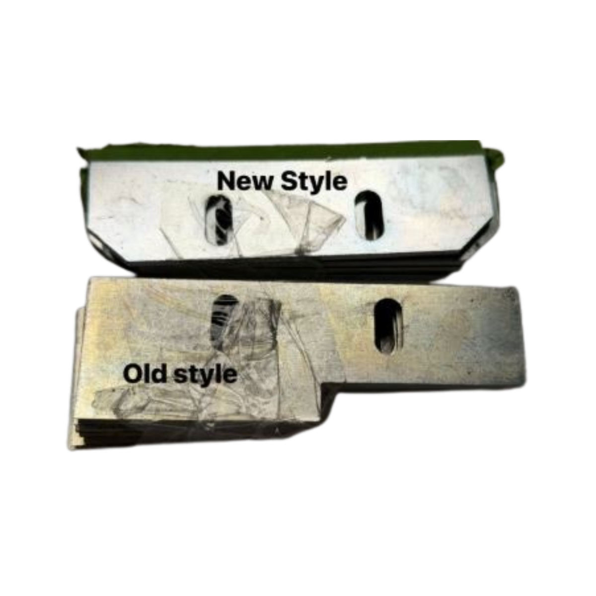 Two metal brackets labeled 'New Style' and 'Old style' on a white background.