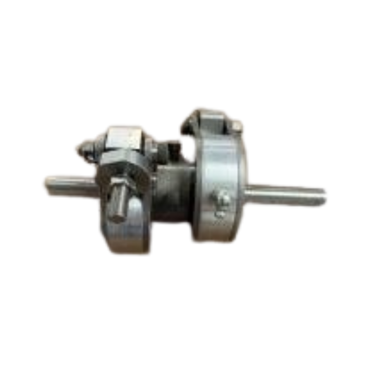 A metal shaft assembly part on a white background