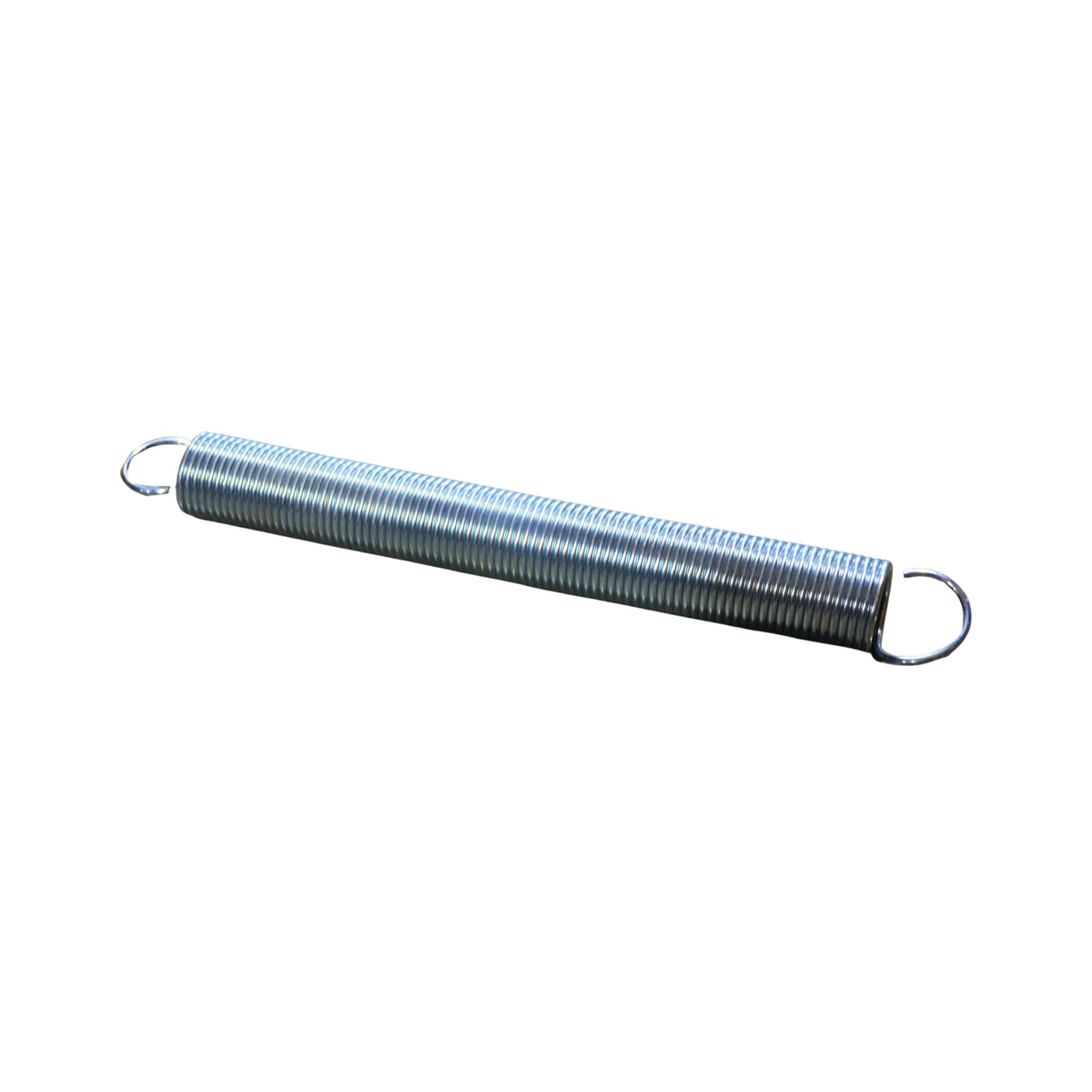 A large metal spring on a white background