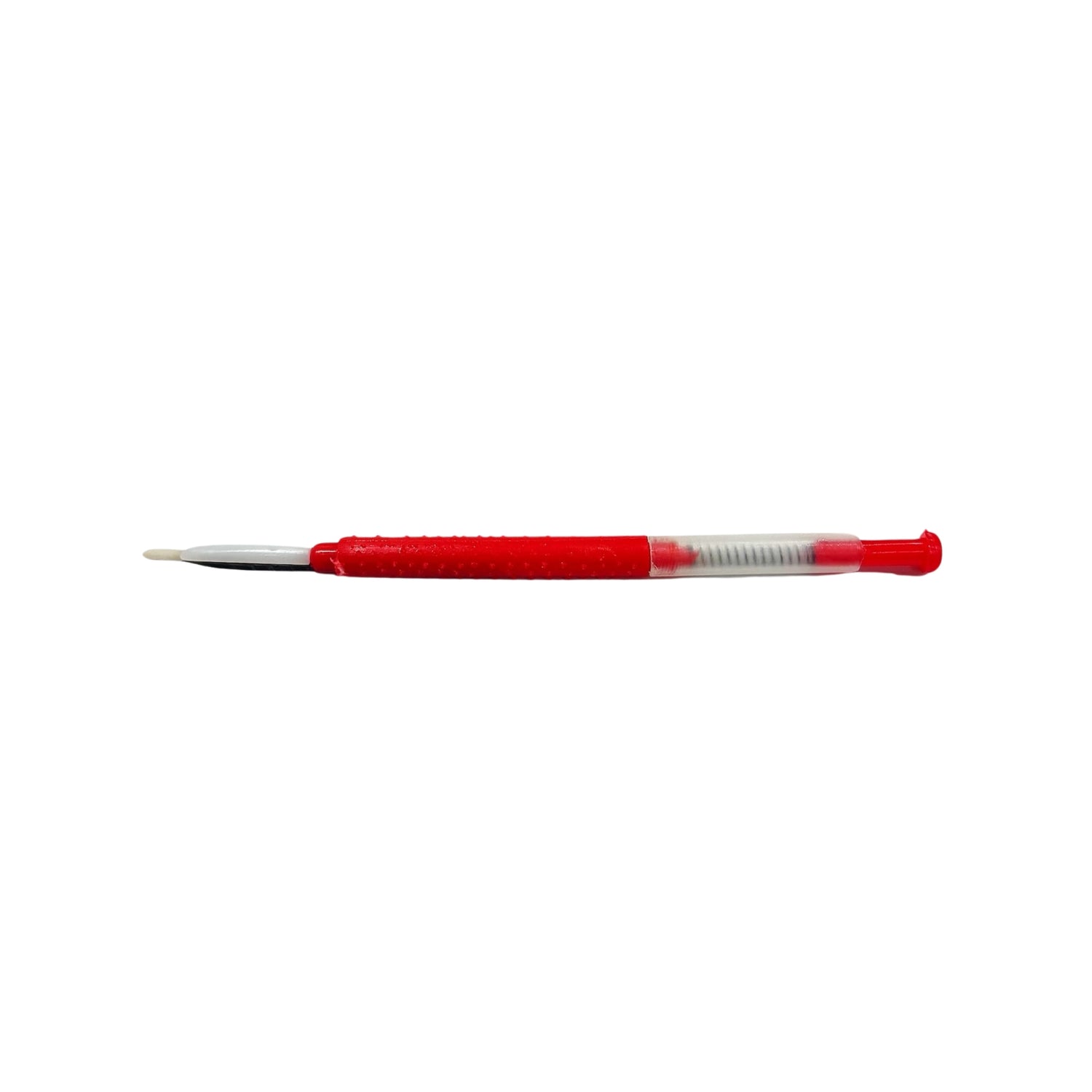 A red and clear plastic Chinese grafting tool, shown horizontally on a plain white background.