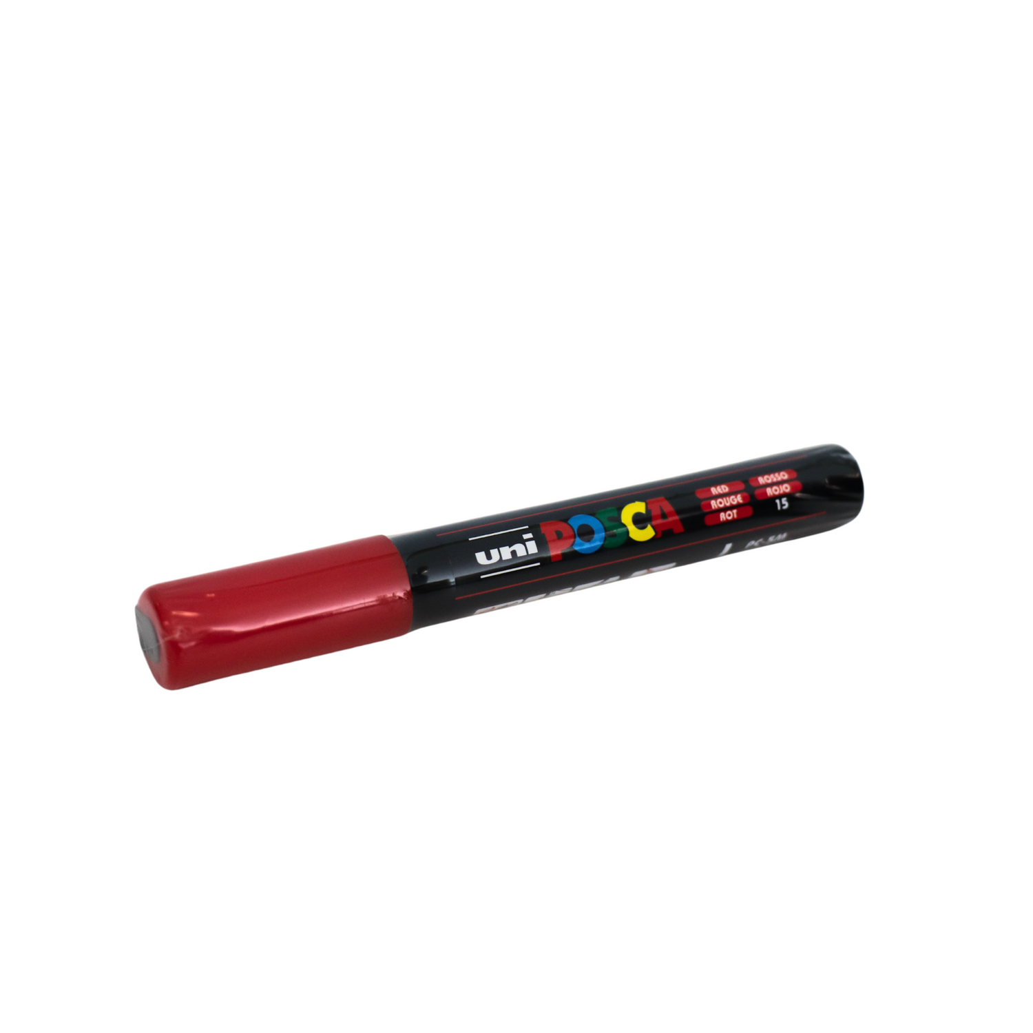 A red queen marking pen used for easy identification and tracking of the queen, on a white background