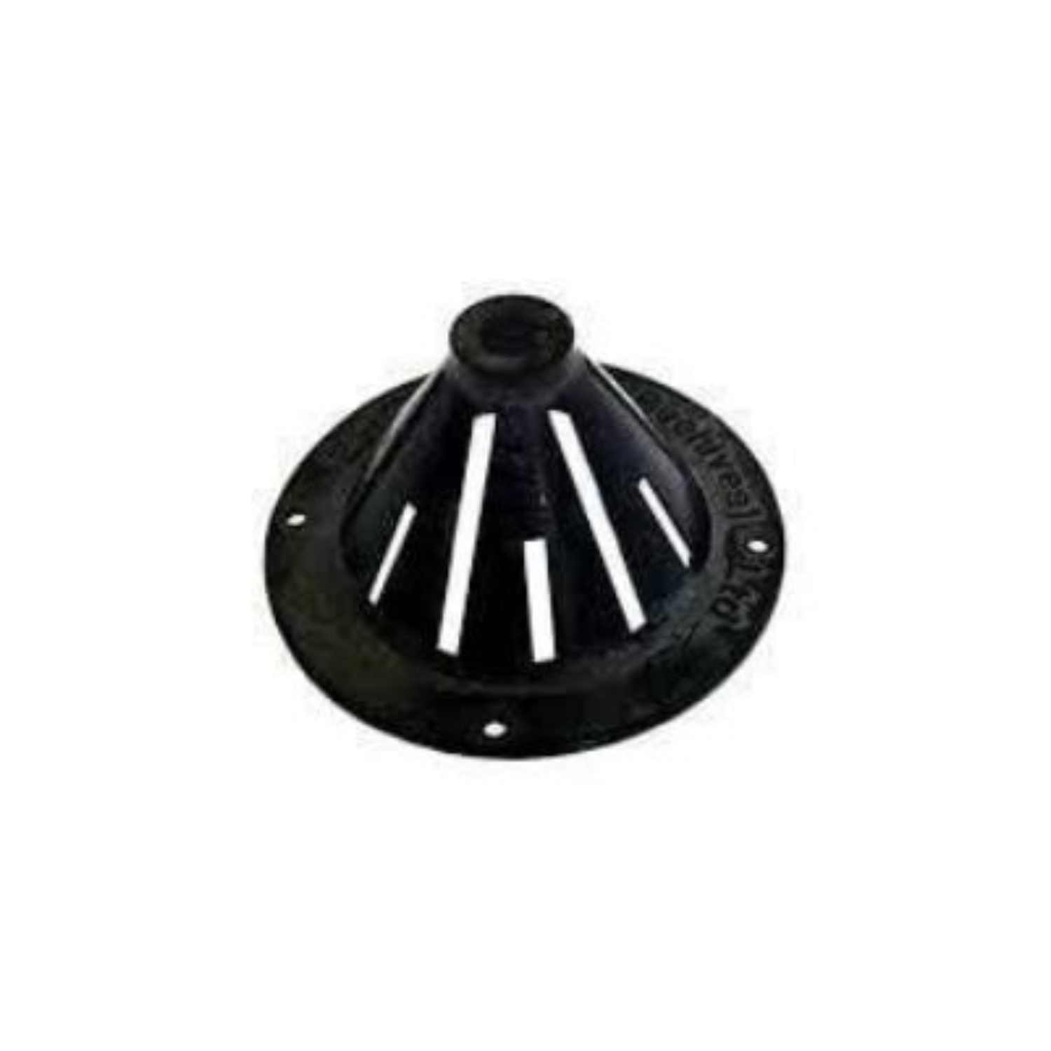 Black cone-shaped design and vertical slots, shown on a white background.