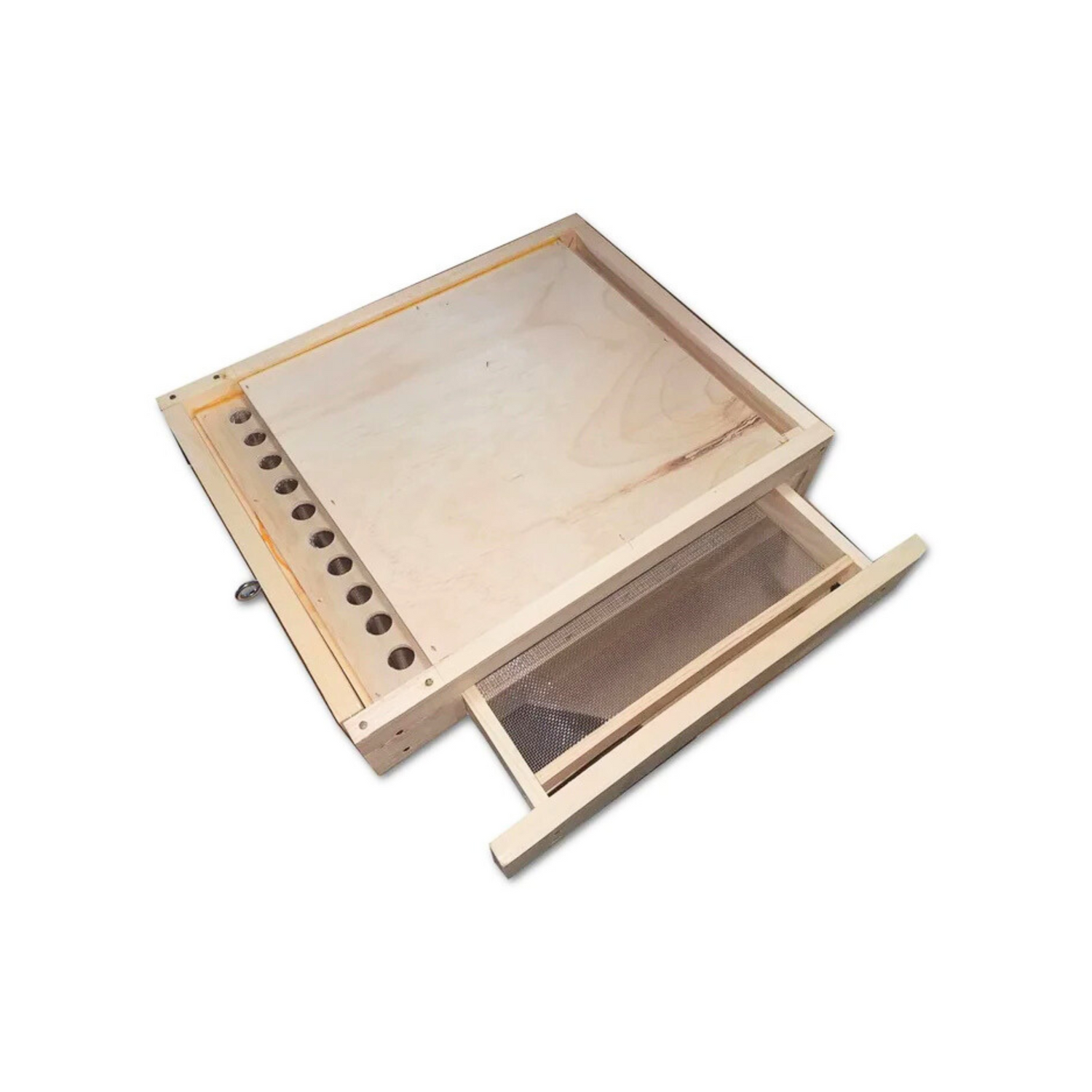 A Sundance Pollen Trap that is bottom mounted with a side drawer opening for easy collection, on a white background.