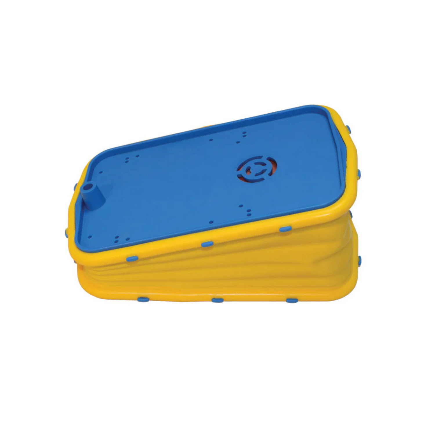 A blue and yellow plastic replacement bellows for Pro-Bellow Smokers.