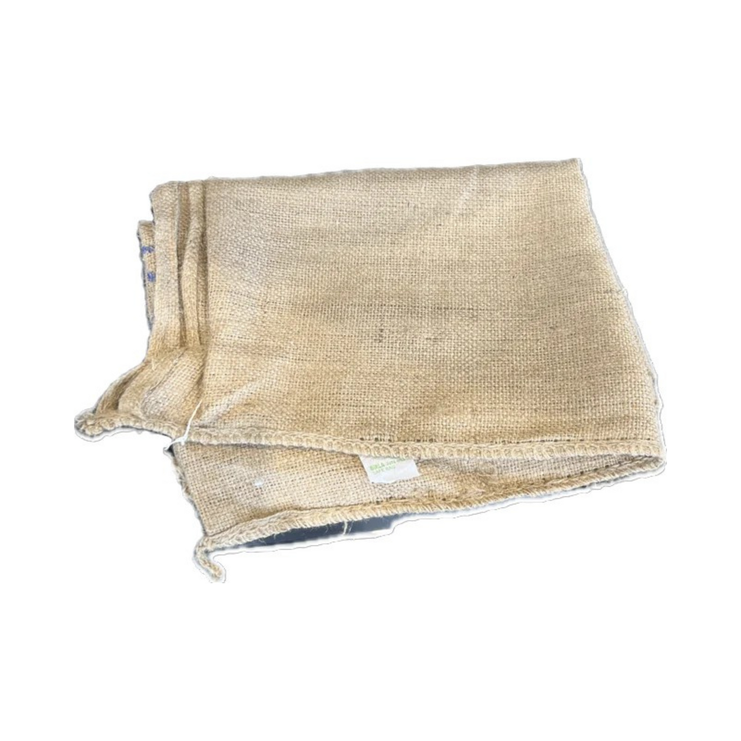 Beige burlap sack on a white background