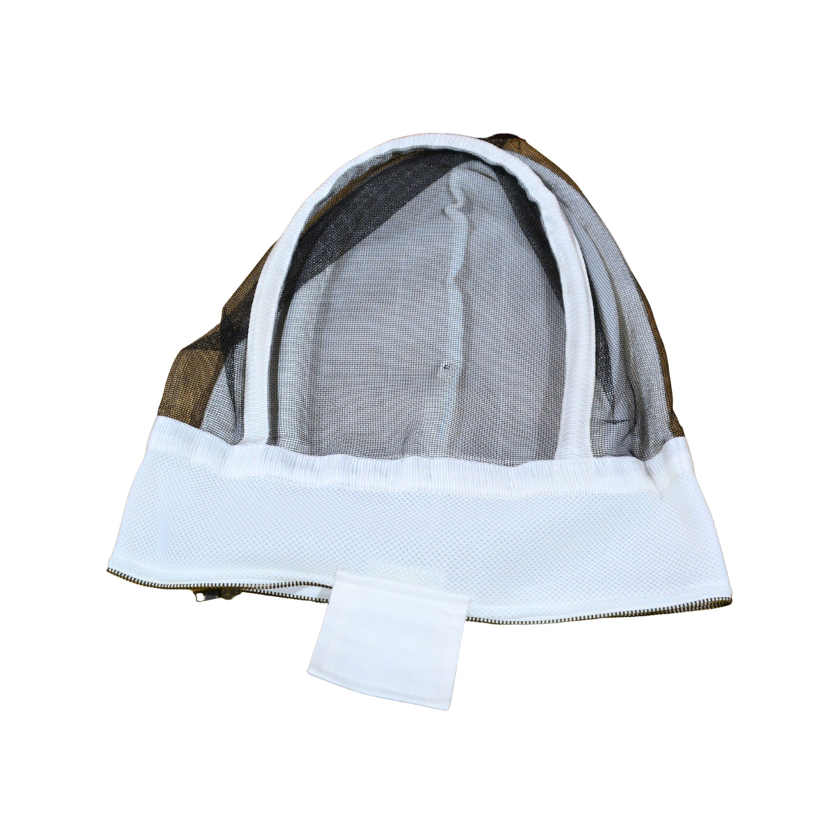 A white replacement hood for BeeOutfitters protective apparel on a white background