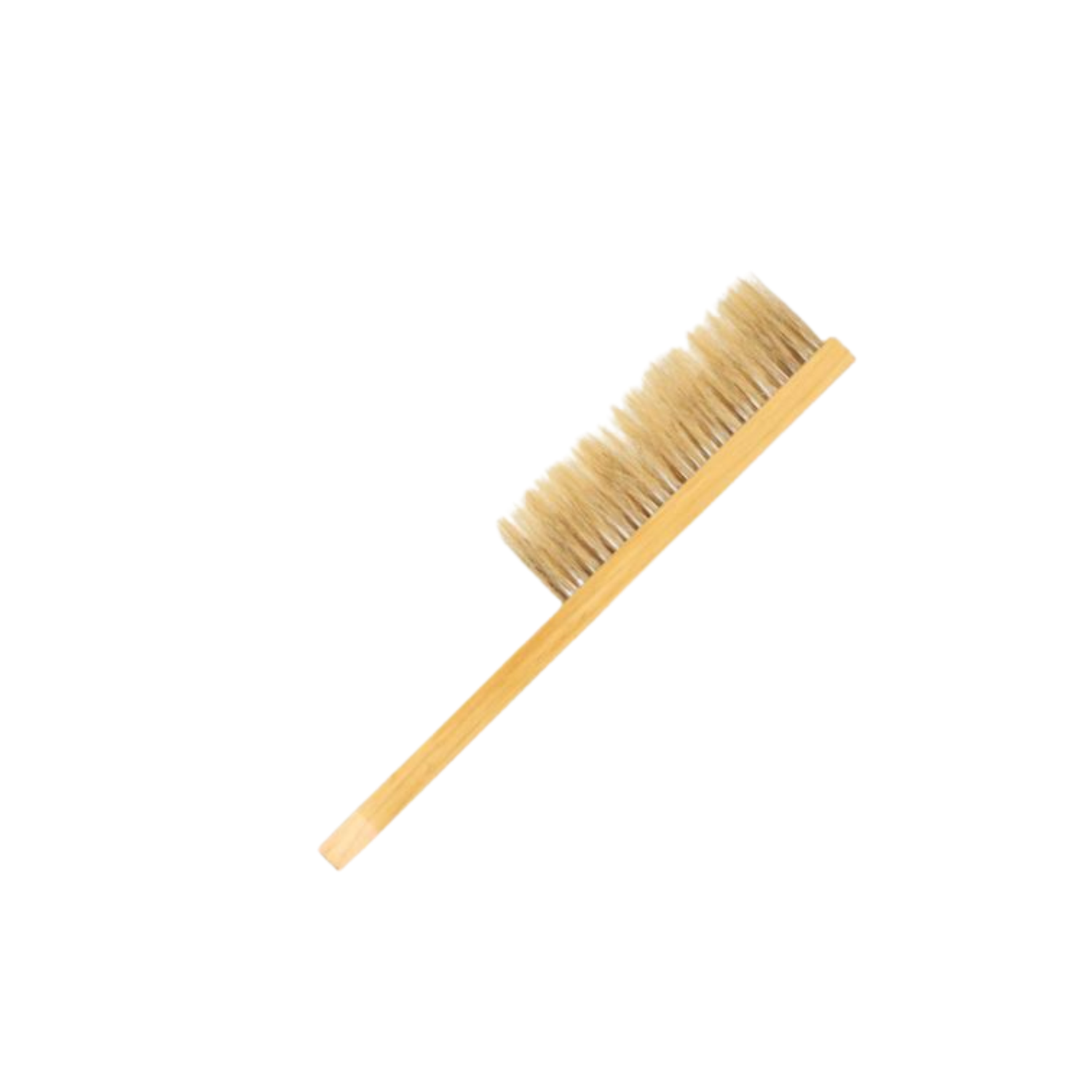 Wooden brush with bristle head on a white background