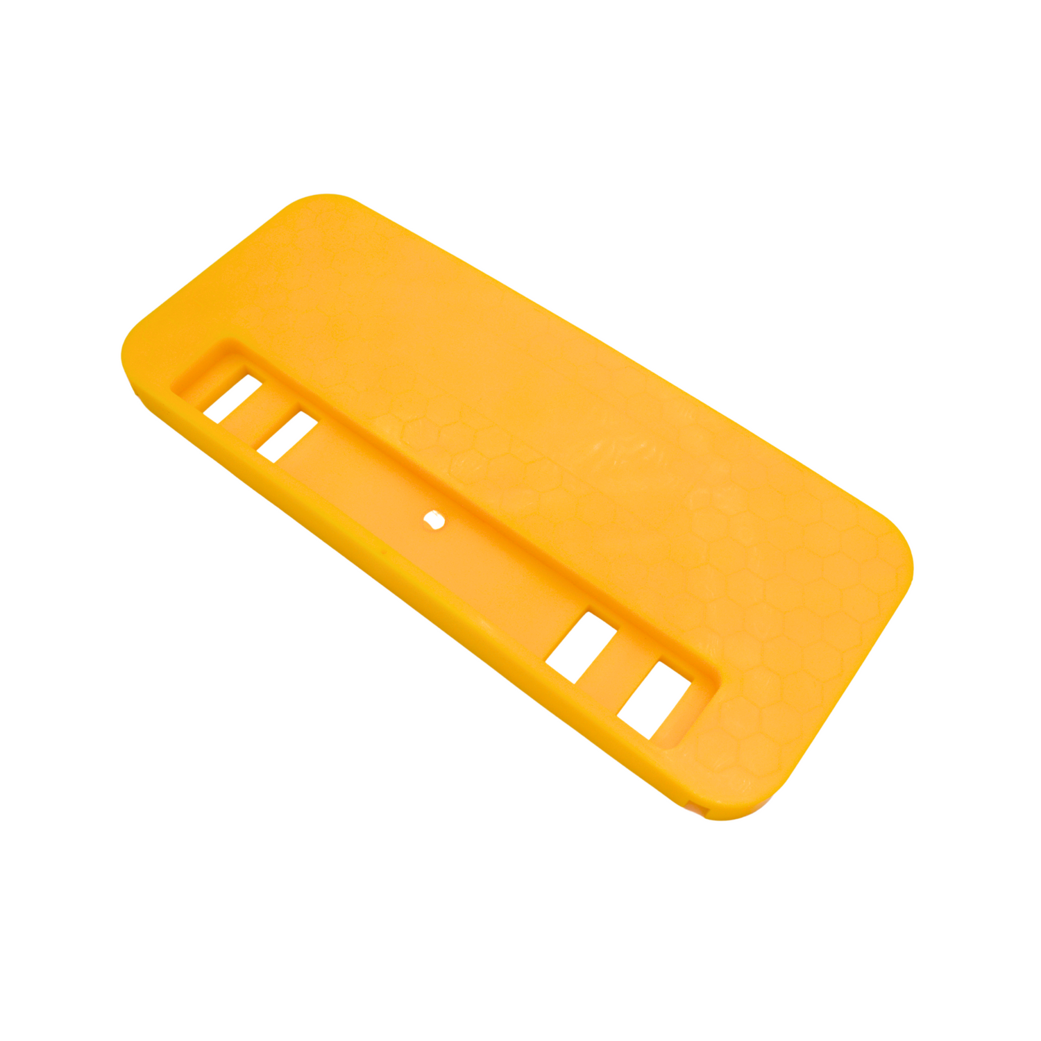A yellow plastic comb capper used to balance beekeeping frames on while uncapping