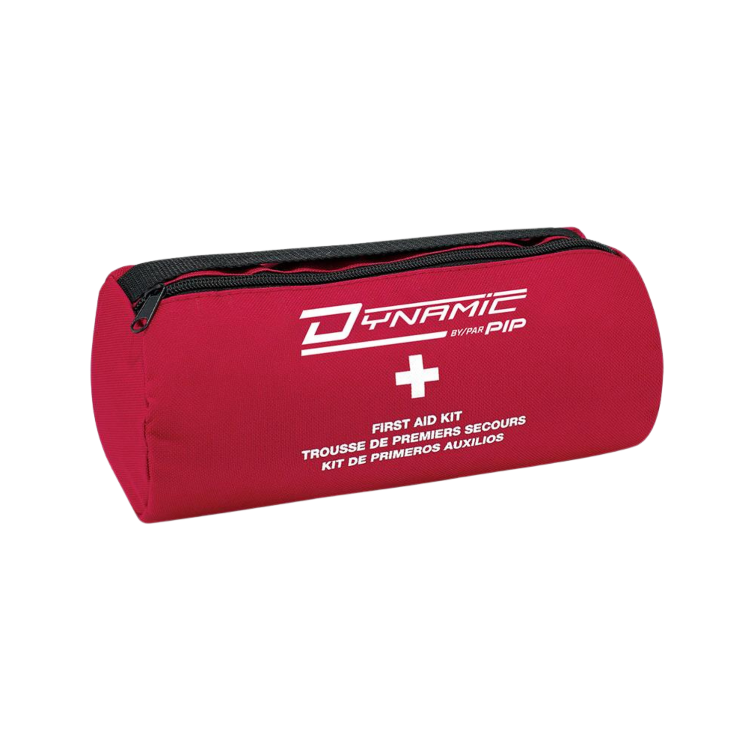 Red first aid kit with 'Dynamic' branding on a white background