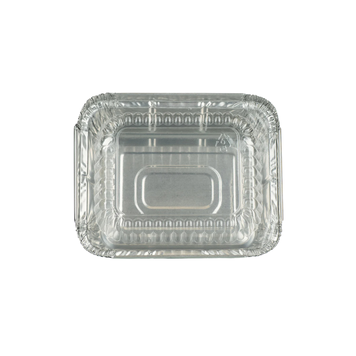 An aluminum tray with a clear plastic lid, designed for packaging and presenting honeycomb.