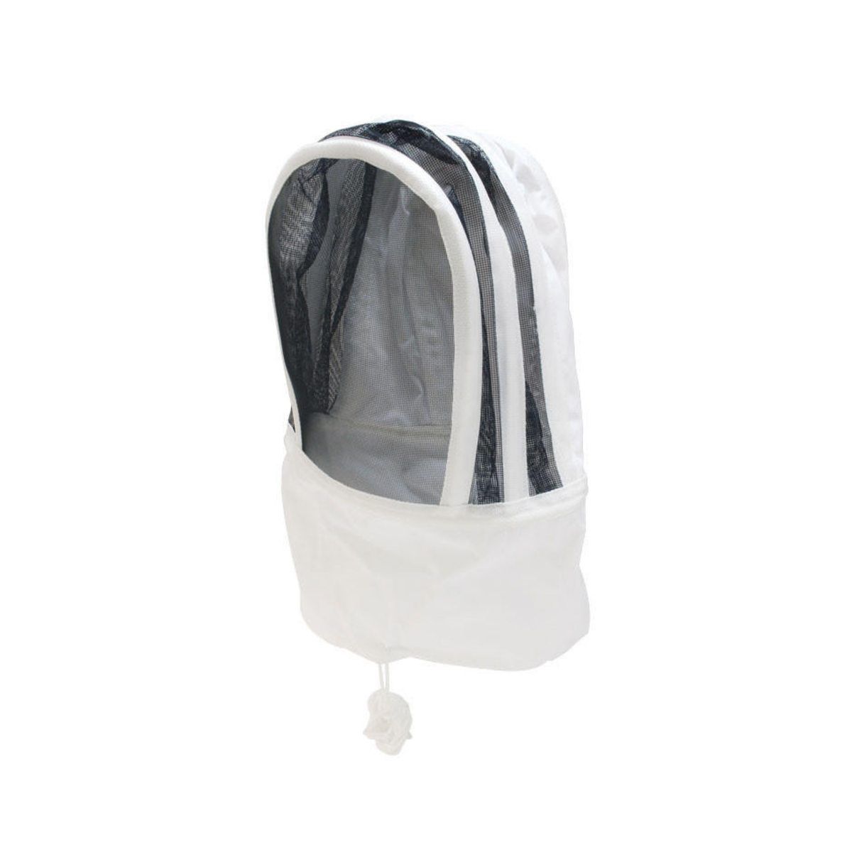 White beekeeping suit with mesh hood on a white background