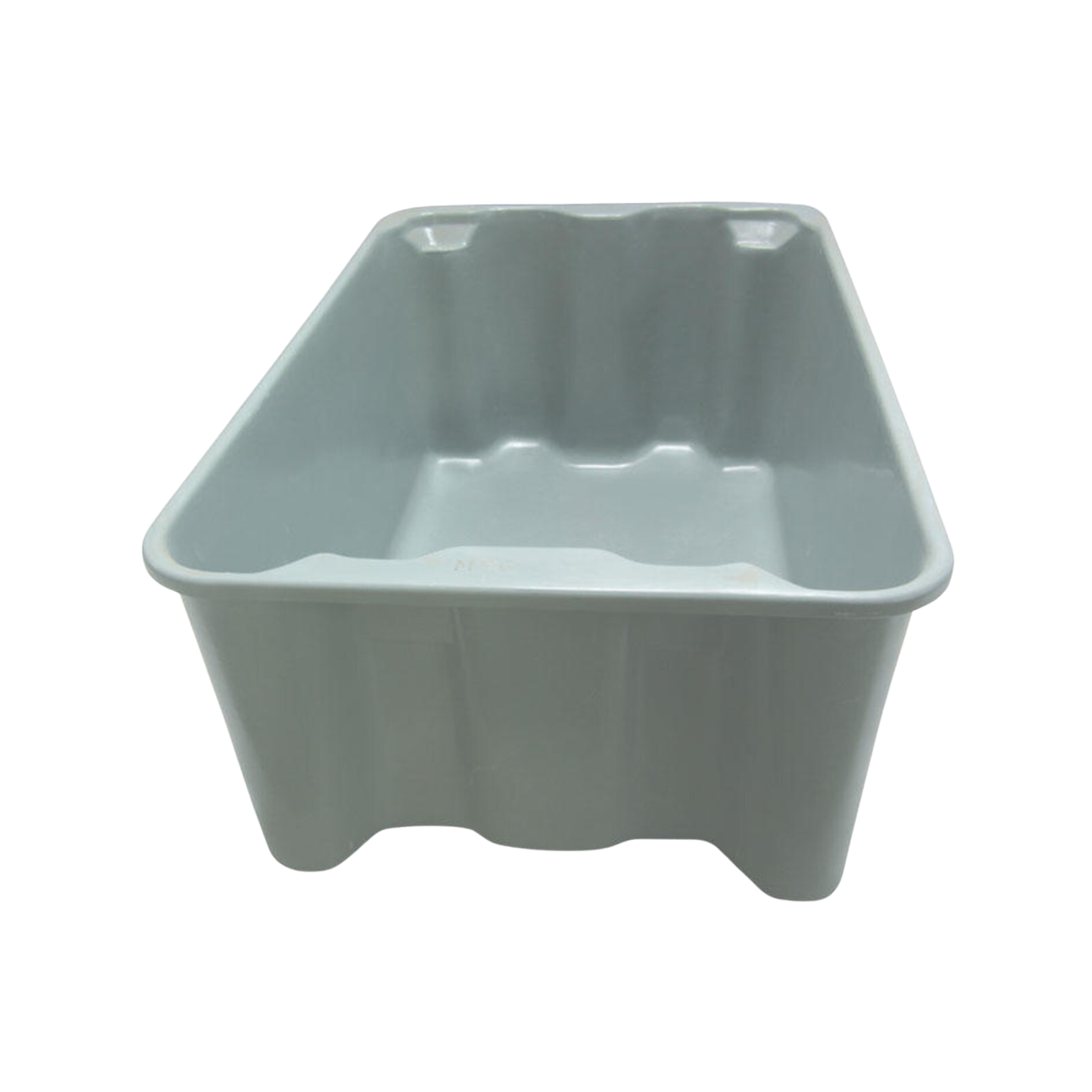 A grey fibreglass beeswax mold that holds 35 pounds on a white background