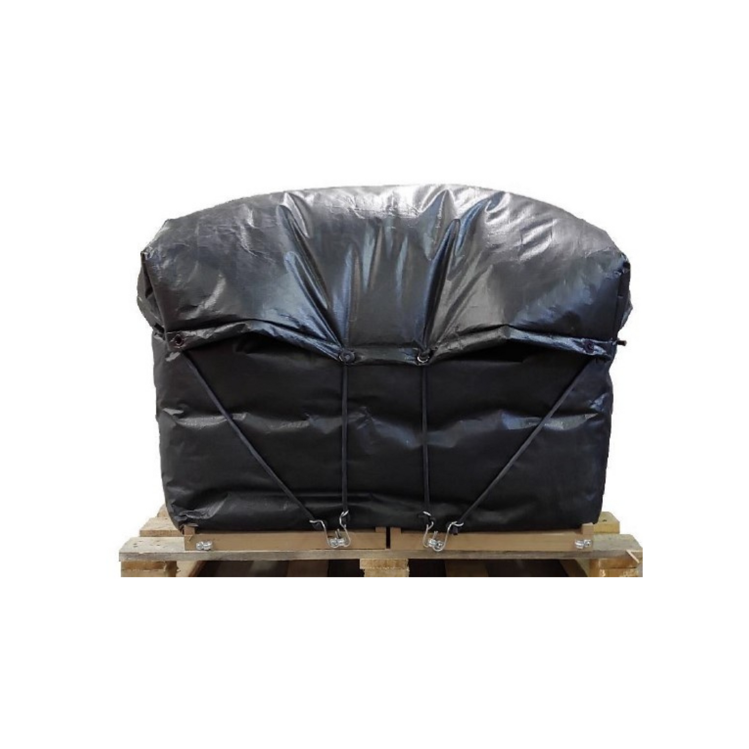 An example of the Inland Plastics Double 2-storey winter wrap on two beehives on a white background